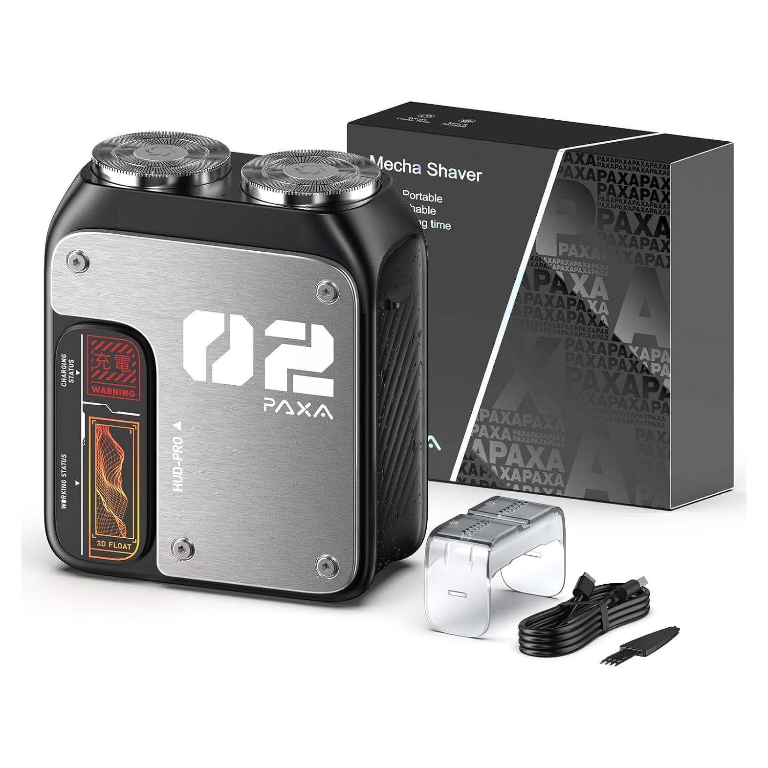 Afeitadora Eléctrica Mini PAXA IPX7 Doble Cabezal USB-C Gris