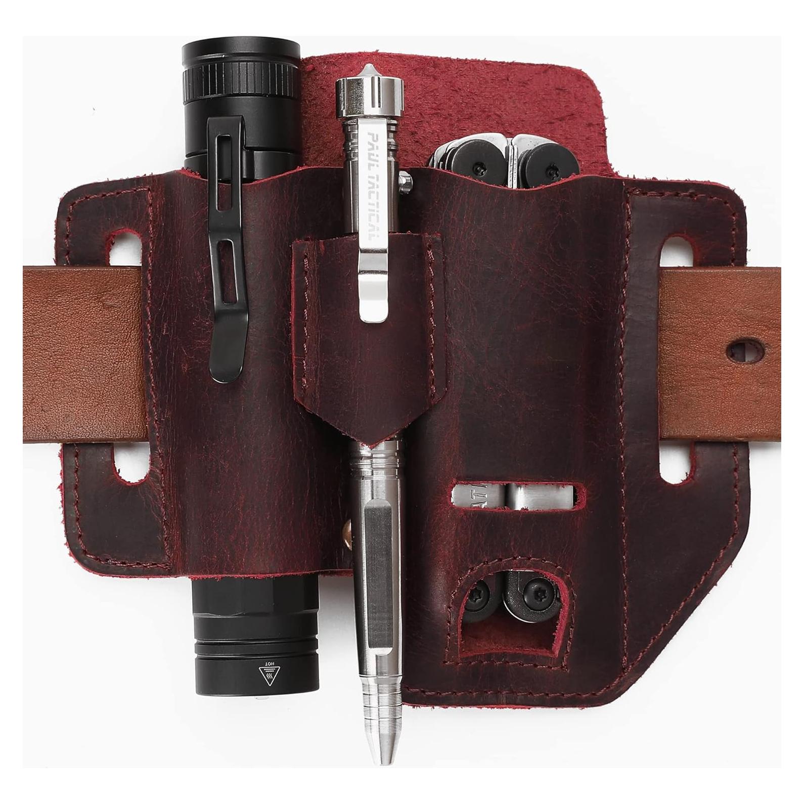 Funda de Cuero para Multiherramienta KEVANCHO EDC 3 Bolsillos