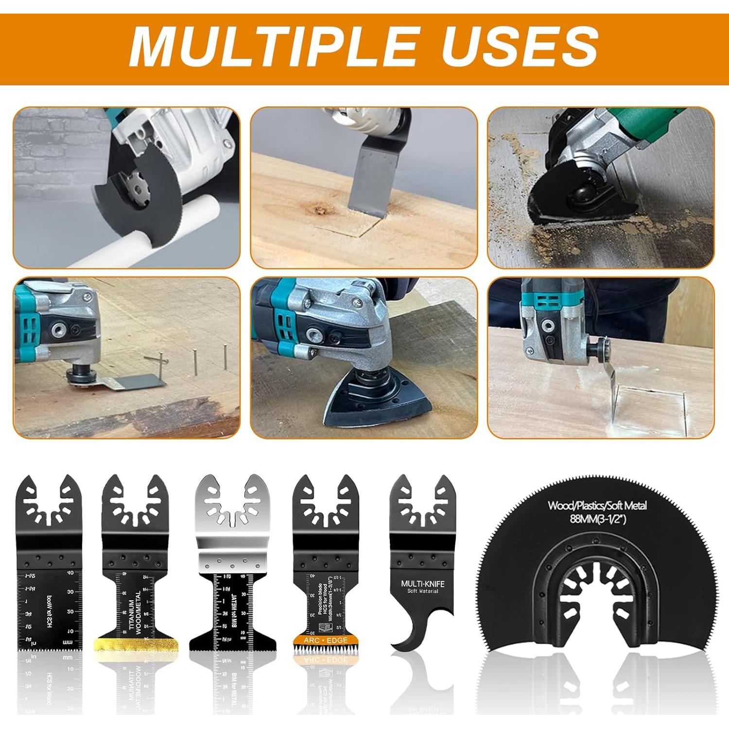 Paquete de 50 Hojas Multitool Titanio Universal - Compatibles con Dewalt, Bosch, Milwaukee