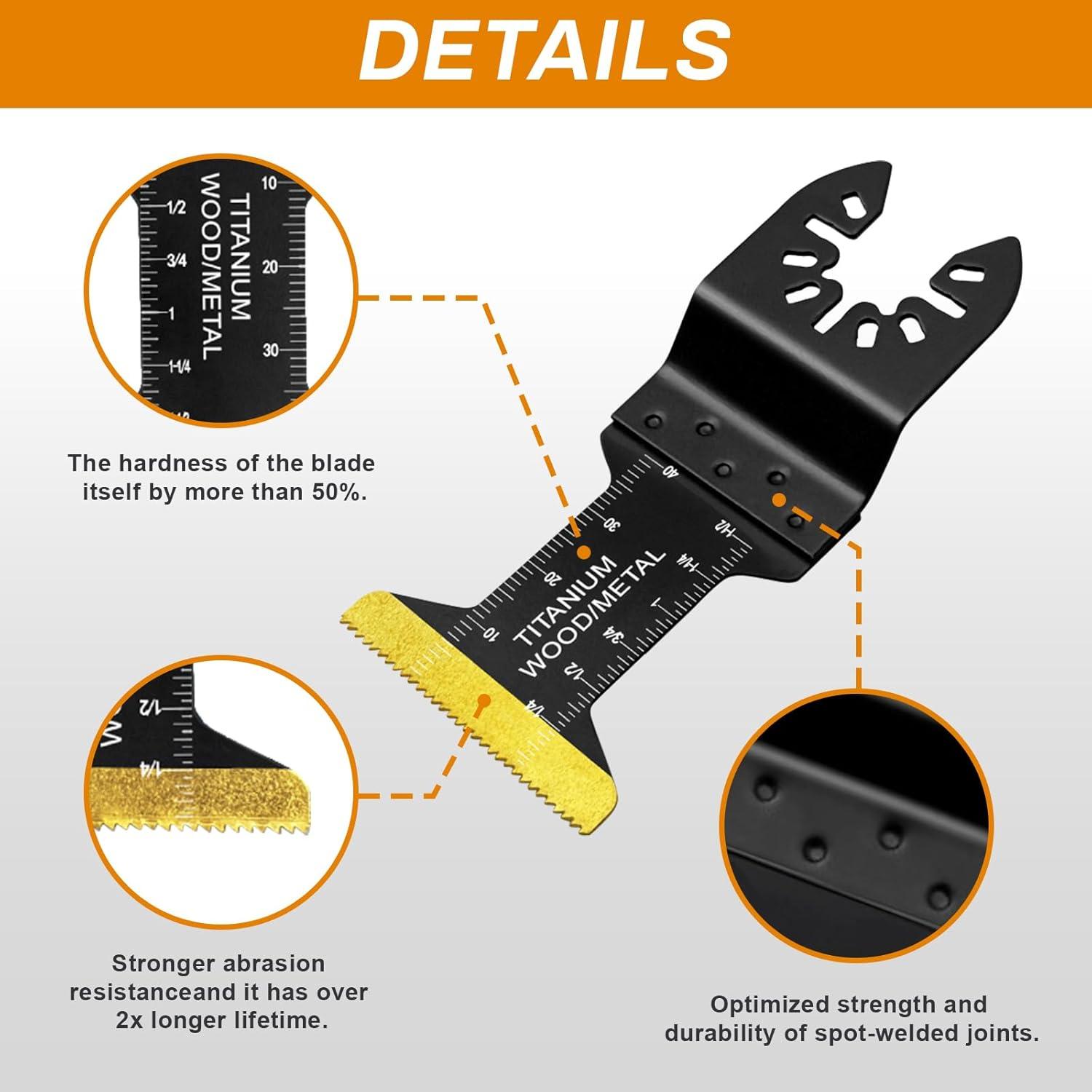 Paquete de 50 Hojas Multitool Titanio Universal - Compatibles con Dewalt, Bosch, Milwaukee