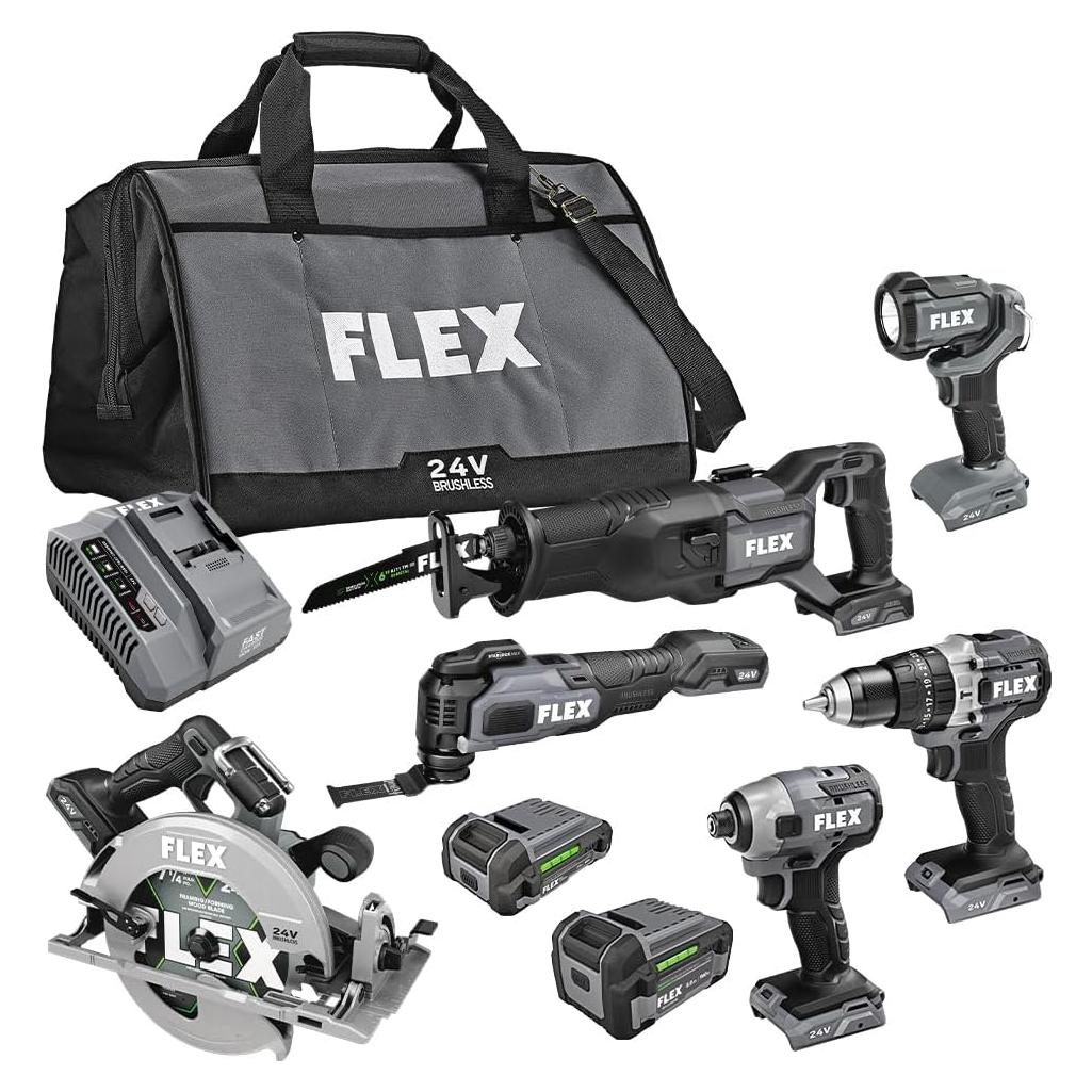 Kit de Herramientas Inalámbricas FLEX 24V - 6 Piezas con Baterías