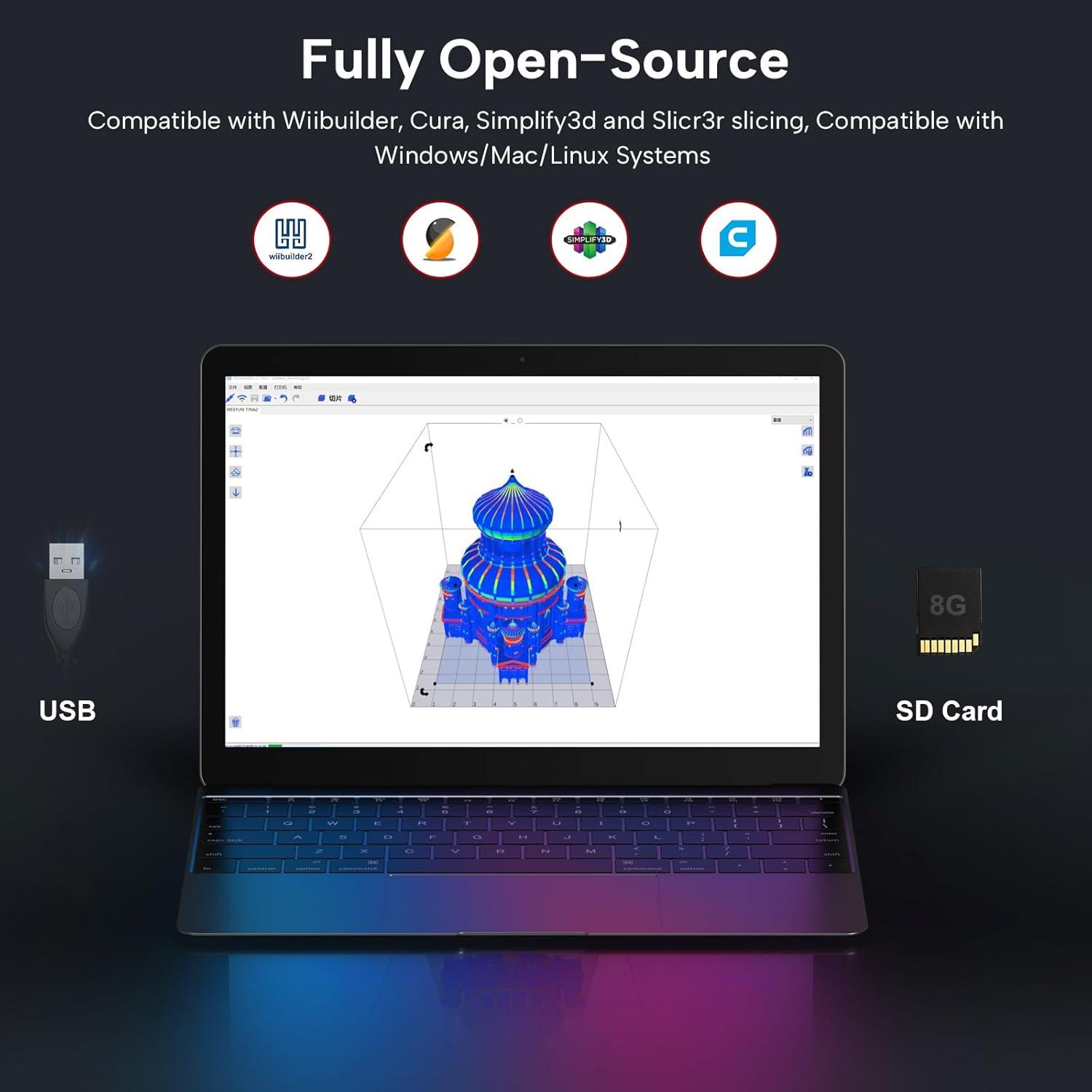 Impresora 3D WEEDO Tina2 V9 Compacta y Fácil de Usar