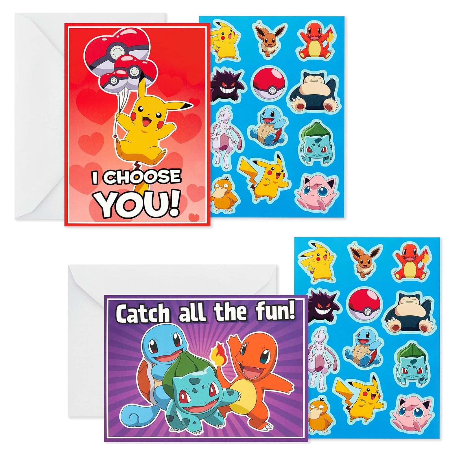 Tarjetas y Stickers de San Valentín Pokémon Hallmark - 24 Unidades