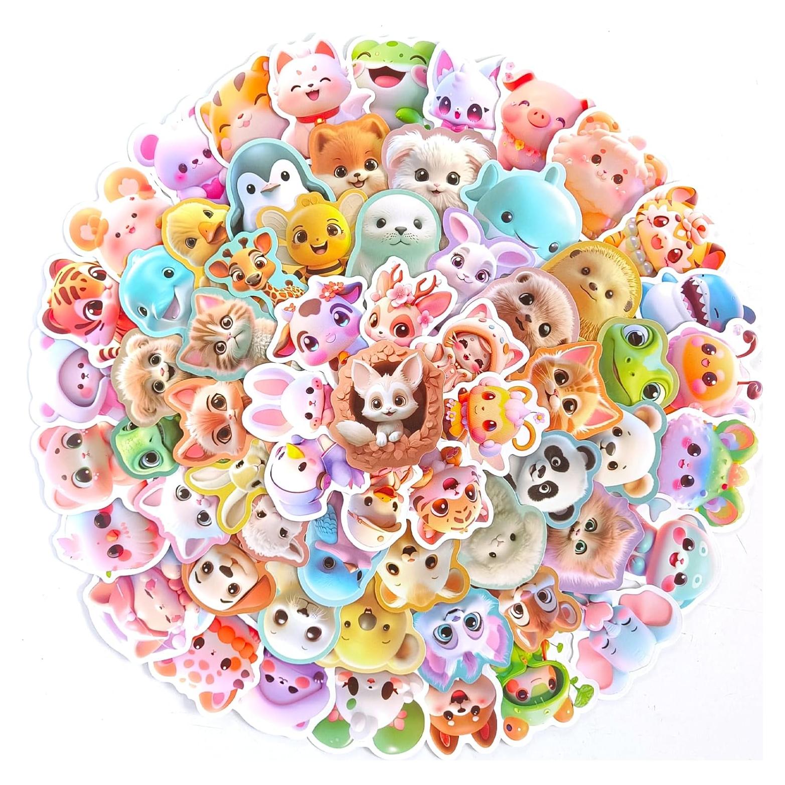 Pegatinas de Animales Kawaii Ychsring - 100 Pcs Vinilo Impermeable