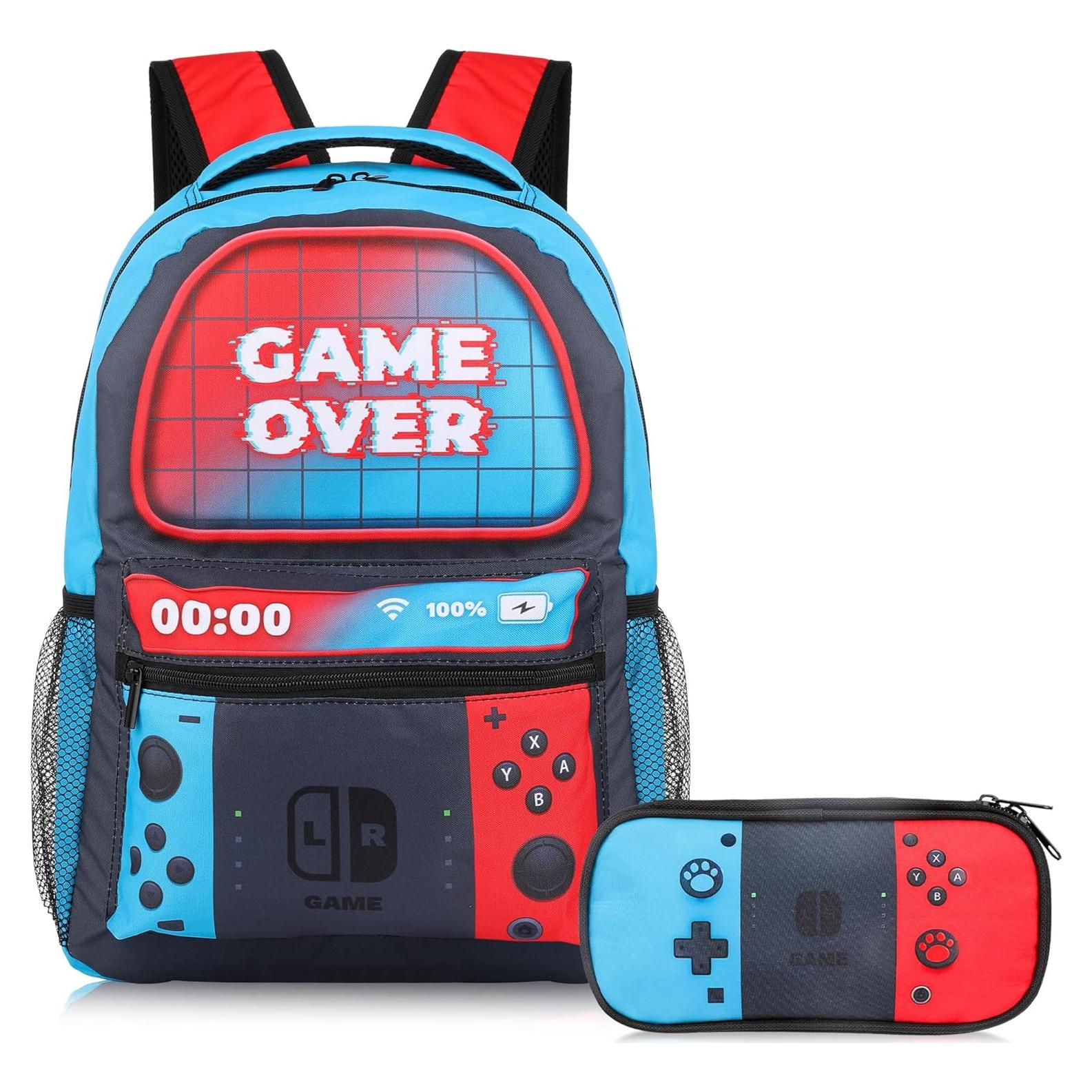 Mochila Escolar Gamer Niños 16 Pulgadas con Estuche