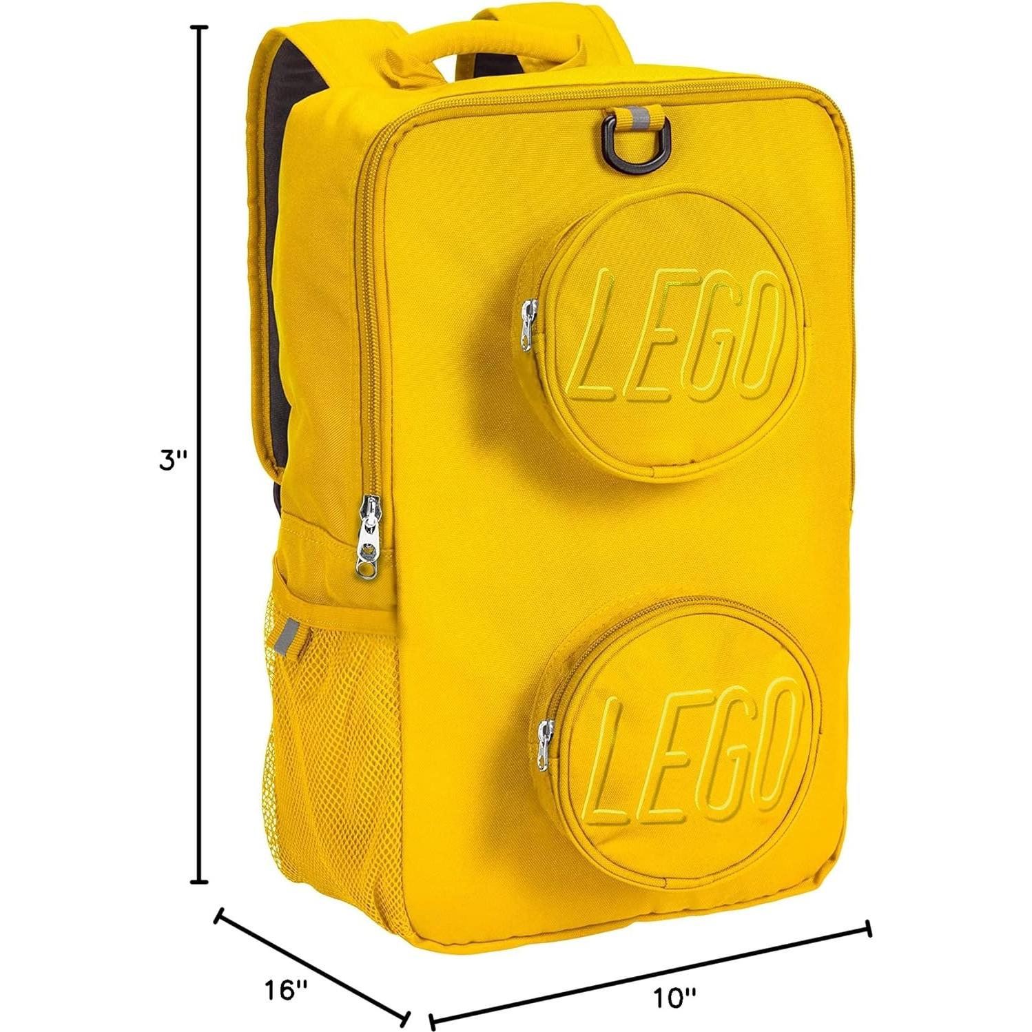 Mochila LEGO Brick Amarillo 40cm con 2 Bolsillos y Cremalleras