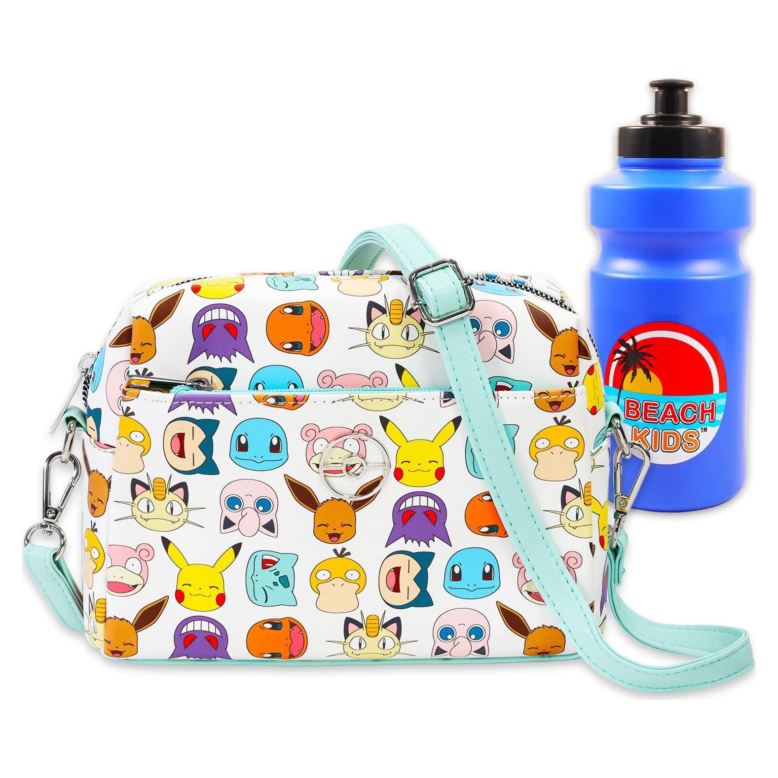 Bolso Cruzado Pokemon para Mujeres con Botella de Agua