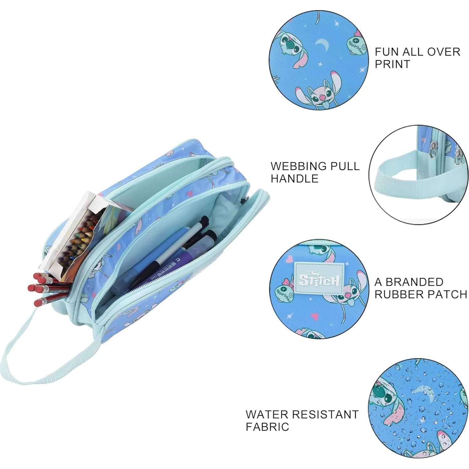 Estuche de Utilidades Doble Compartimento Disney Stitch 22.86x12.7cm