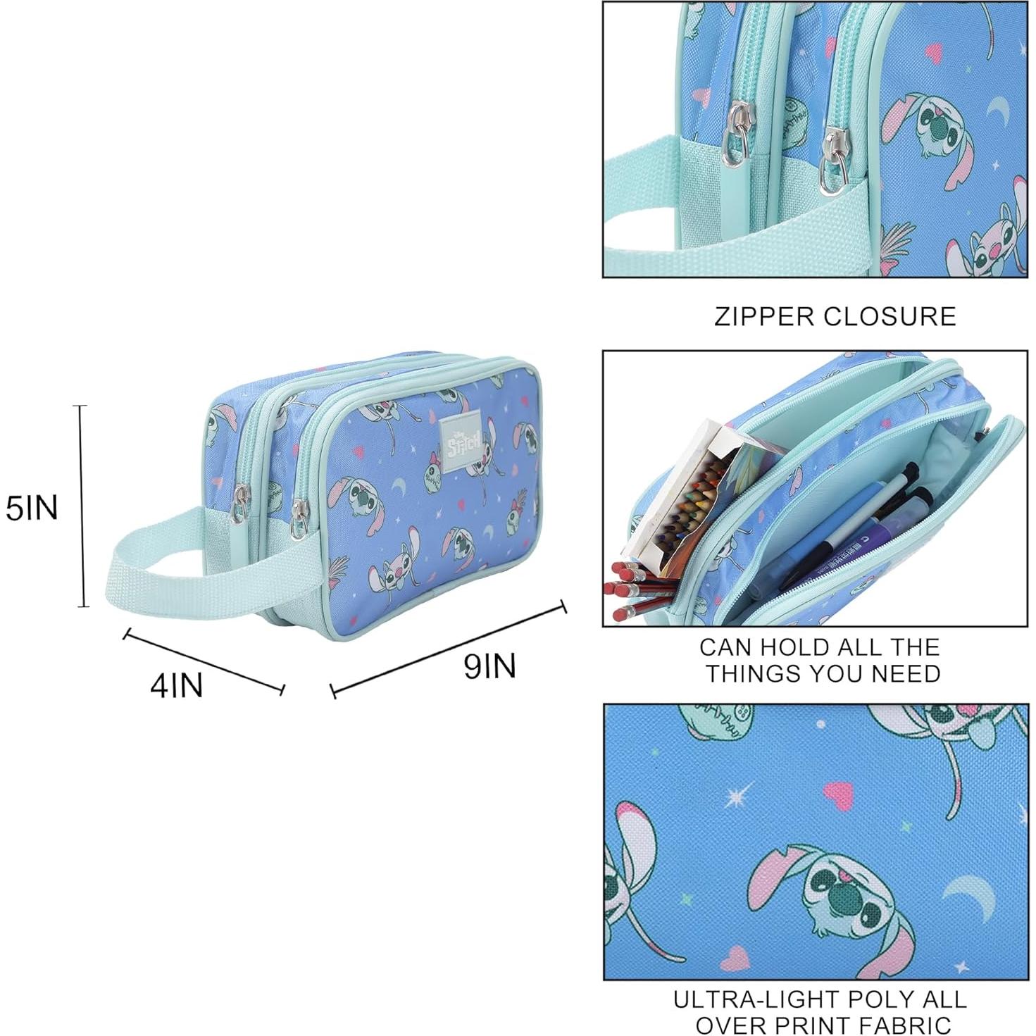 Estuche de Utilidades Doble Compartimento Disney Stitch 22.86x12.7cm