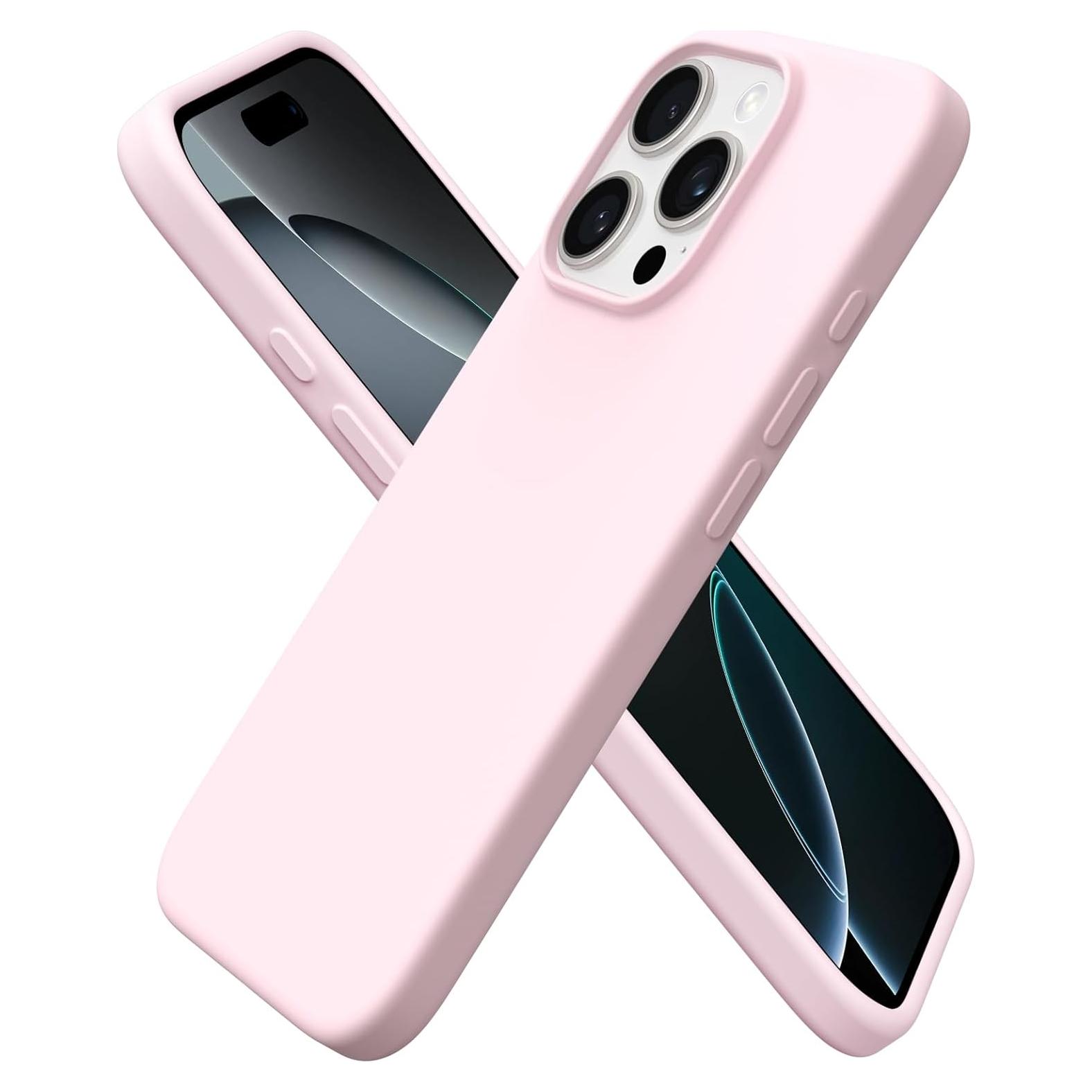 Funda Silicona Líquida ORNARTO para iPhone 16 Pro - Rosa Tiza