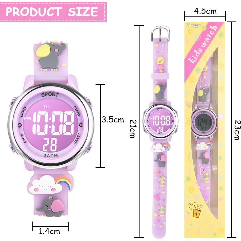 Reloj Digital Unicornio Vicloon para Niñas 6-12 Años LED 7 Colores