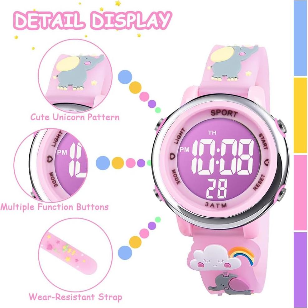 Reloj Digital Unicornio Vicloon para Niñas 6-12 Años LED 7 Colores