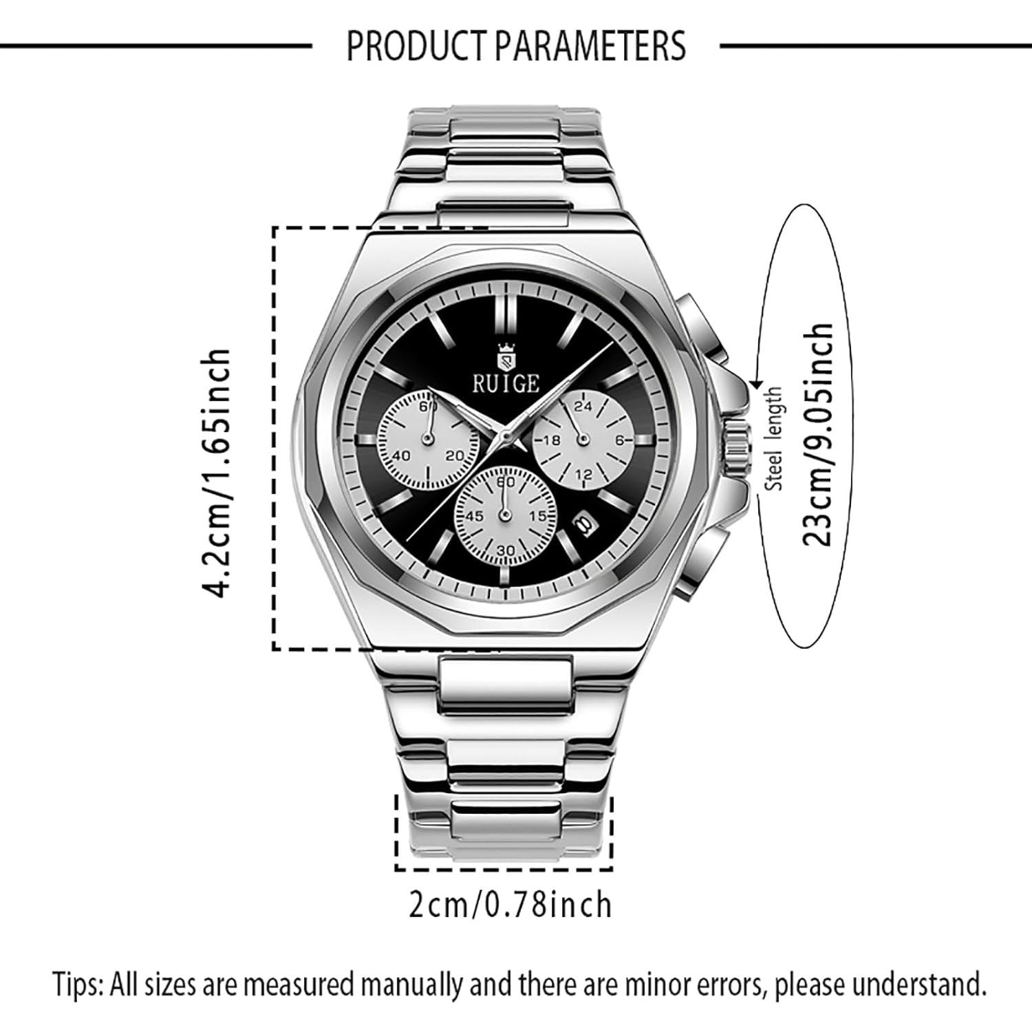 Reloj de Cuarzo Multifuncional RUIGE N19 Hombre Negro