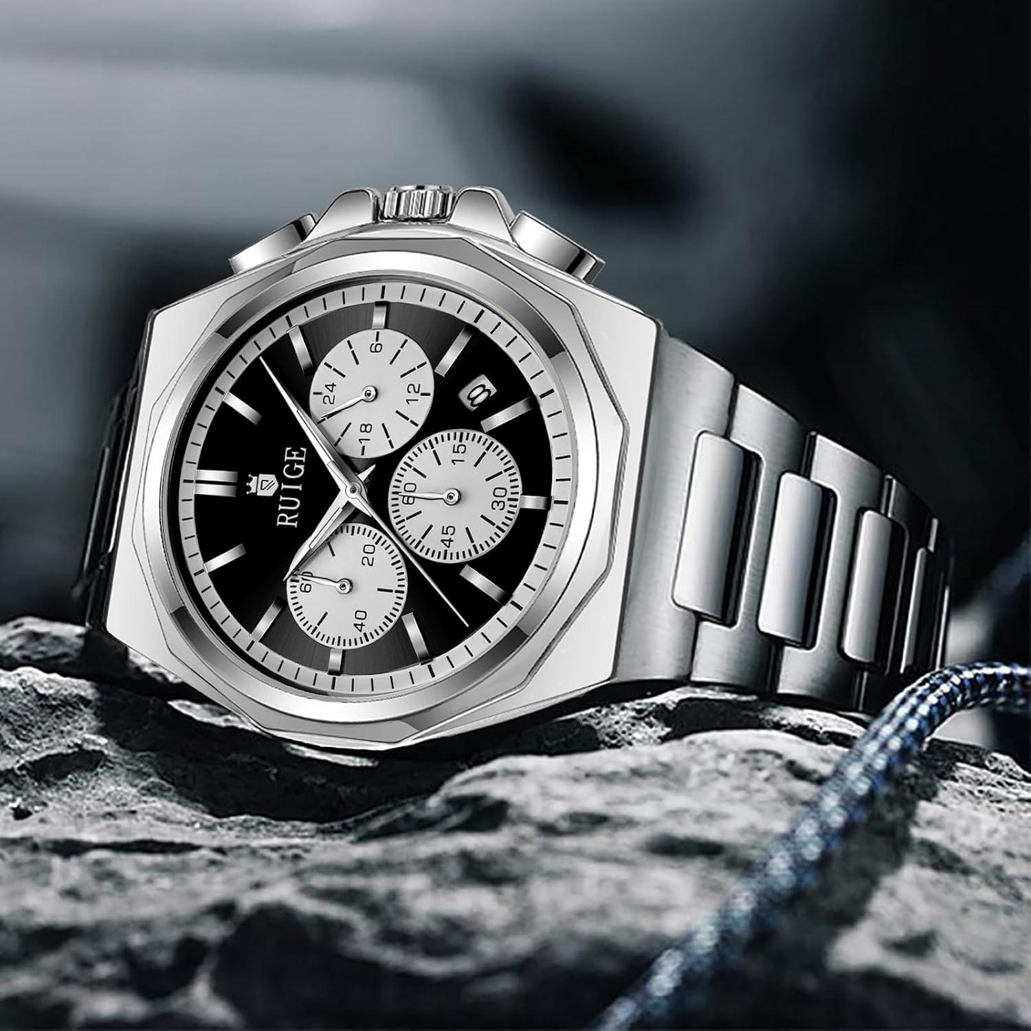 Reloj de Cuarzo Multifuncional RUIGE N19 Hombre Negro