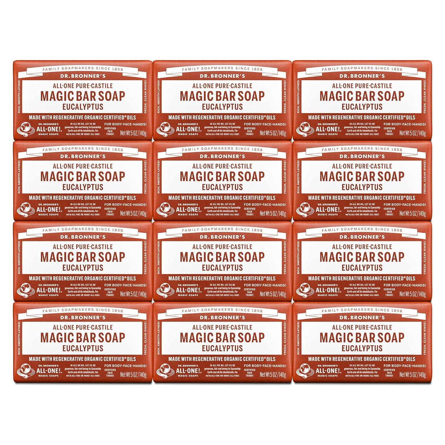 Jabón de Barra Eucalipto Dr. Bronner's Pura-Castile 12x142g