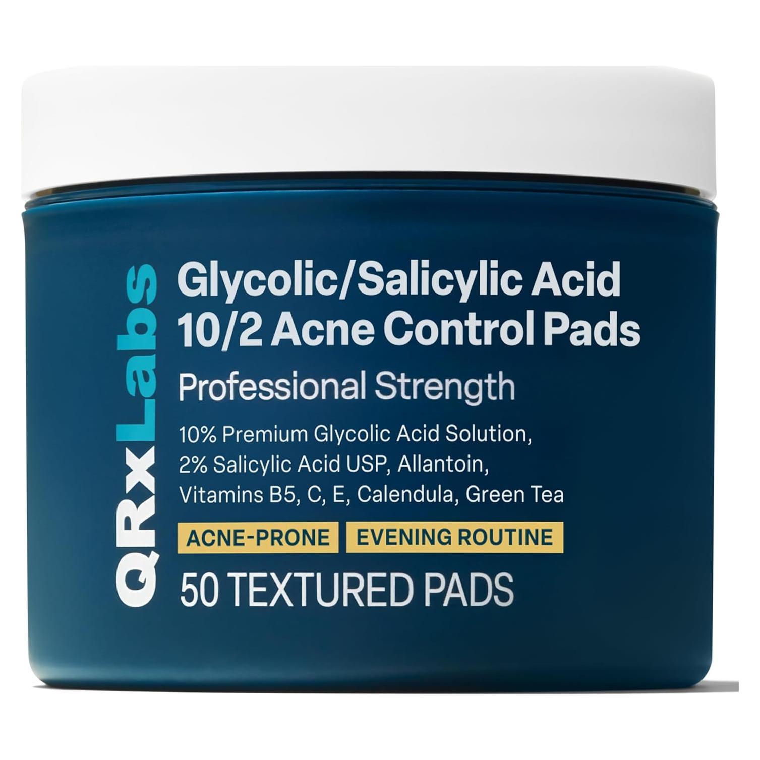 Almohadillas Exfoliantes QRxLabs 50 Unidades Ácido Salicílico 2% Glicólico 10%