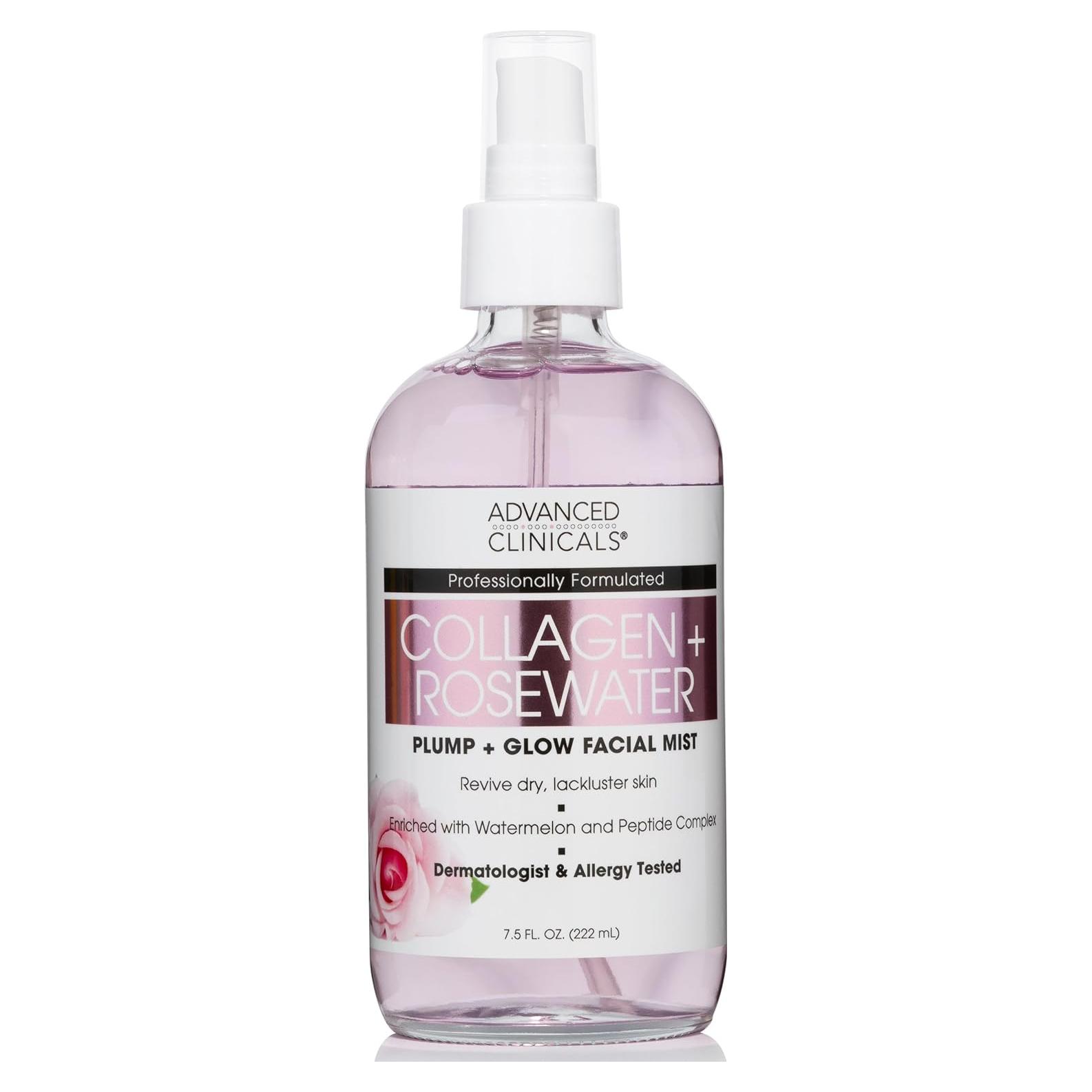 Tónico Facial Advanced Clinicals Colágeno y Agua de Rosa 236 ml