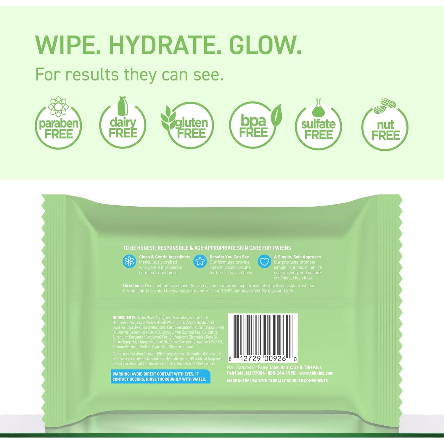 Toallitas Limpiadoras Faciales TBH Kids - 30 Unidades - Ácido Salicílico y Hamamelis