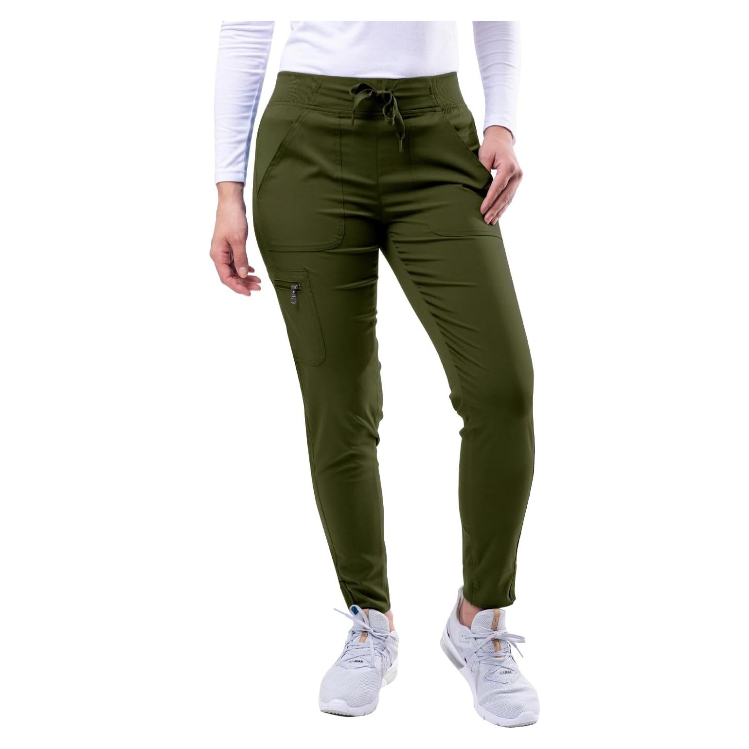 Pantalones Scrubs Yoga Jogger Adar Pro Mujeres Oliva Mediano