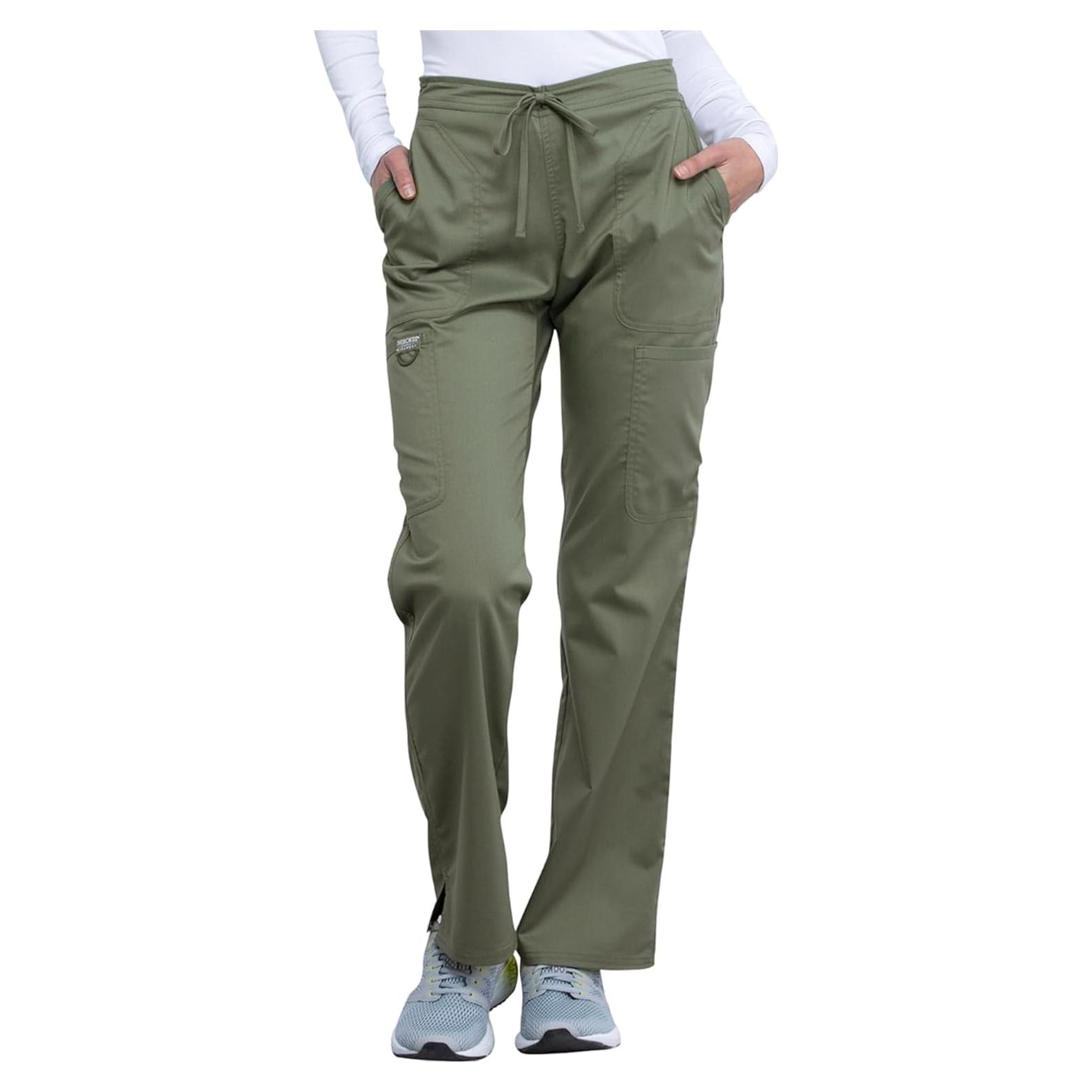 Pantalones Scrub Cherokee WW120 para Mujeres - Cintura Media, 5 Bolsillos, Tela Suave