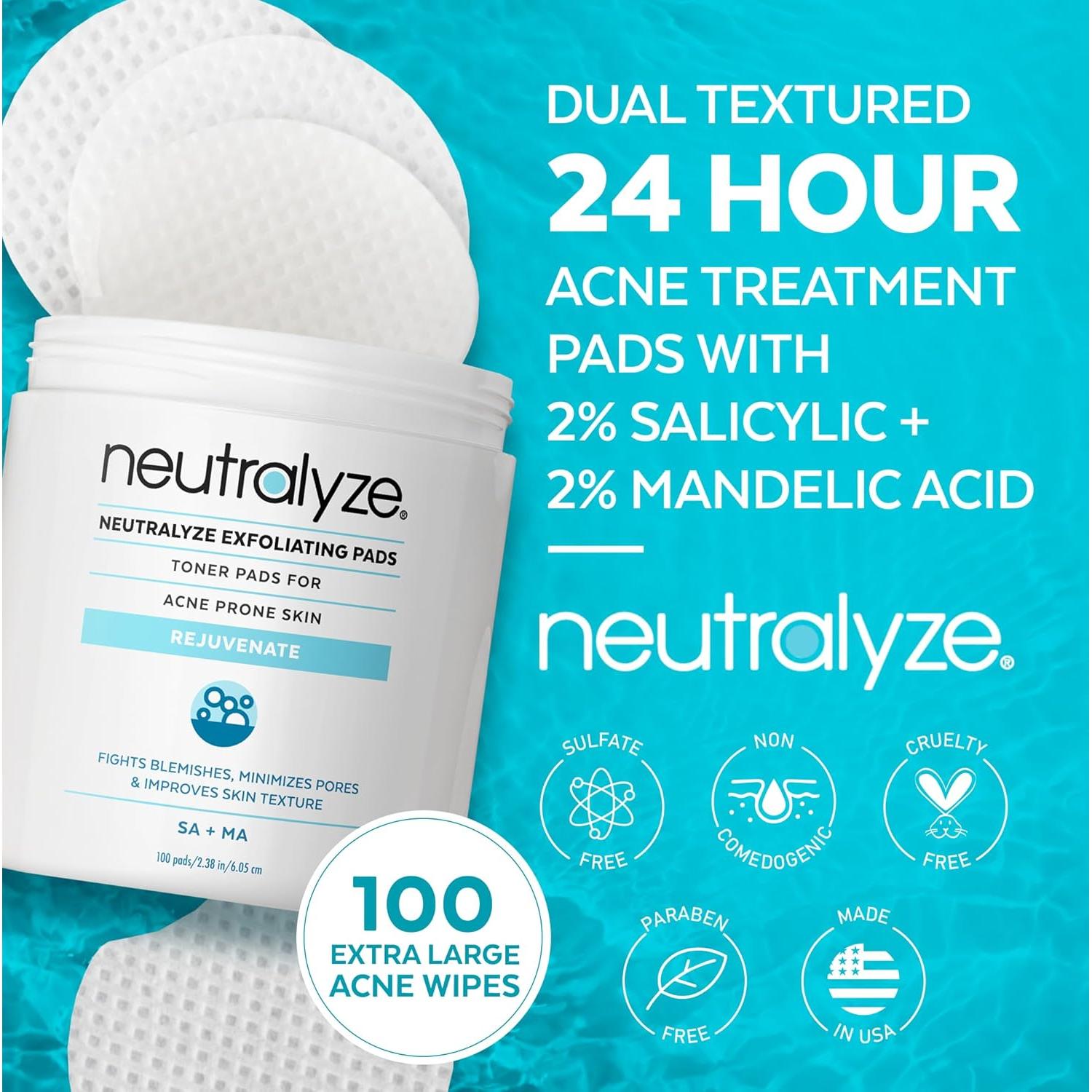 Neutralyze Almohadillas Exfoliantes para Acné 100 Unidades 2% Ácido Salicílico