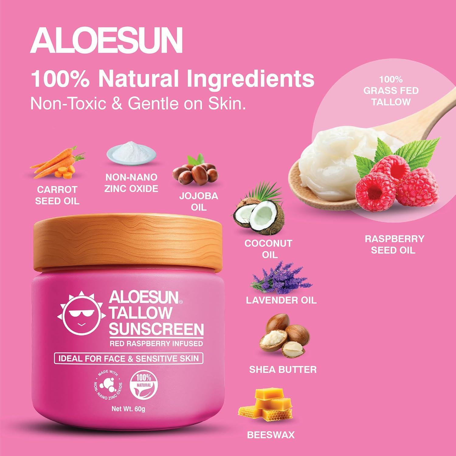 Protector Solar Orgánico ALOESUN 60g - Grasa de Res SPF Natural
