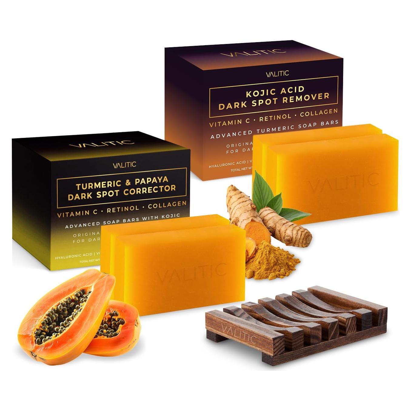 Jabón en barra Papaya y Ácido Kójico VALITIC - 4 unidades