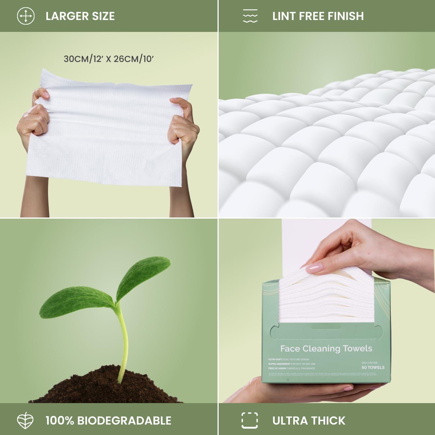 Toallas Desechables Faciales PLANTIFIQUE 50 Unidades 100% Viscosa