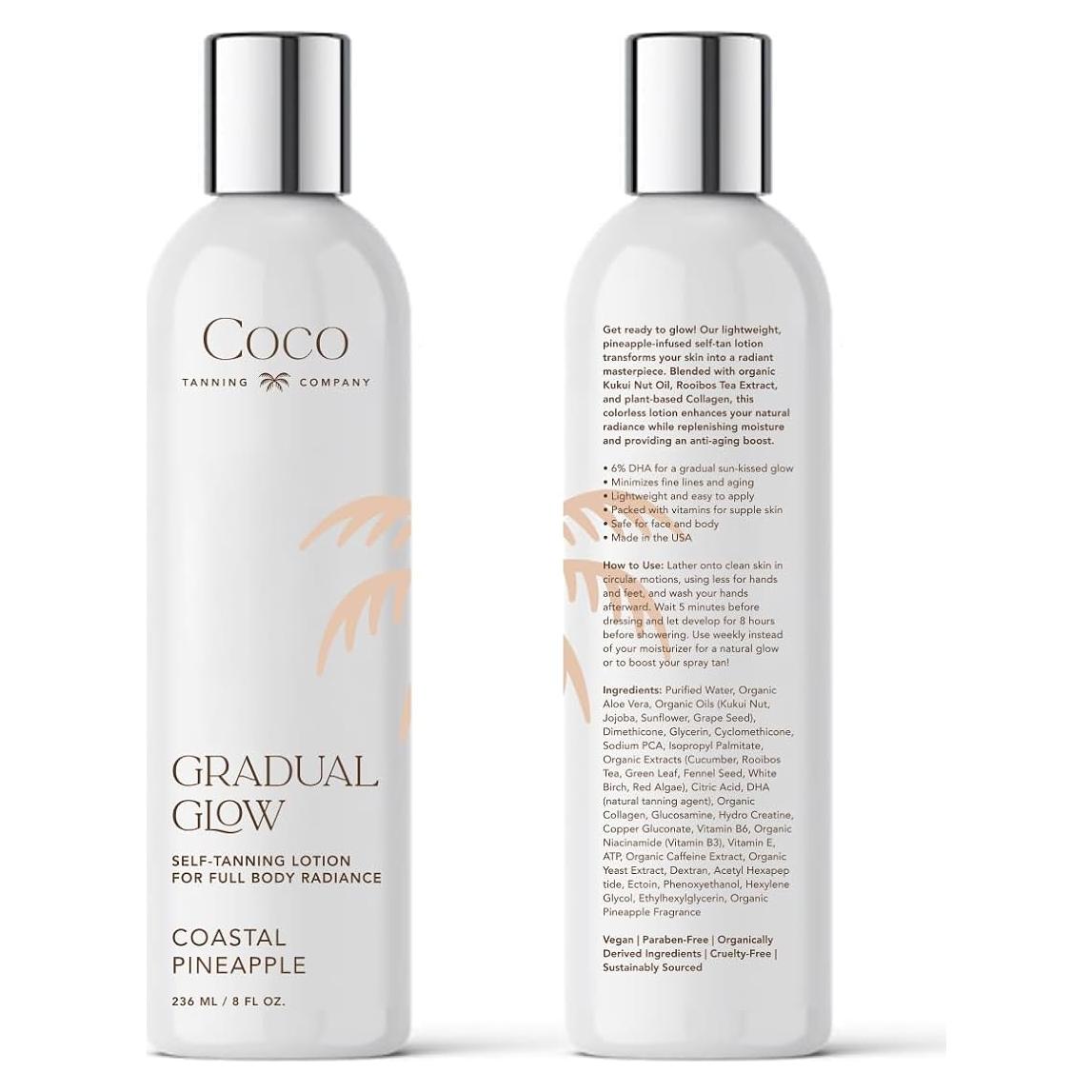 Loción Autobronceadora Gradual Coco Tanning 249g - Brillo Natural