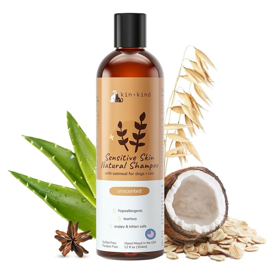 Champú Natural de Avena kin+kind para Perros y Gatos 354ml
