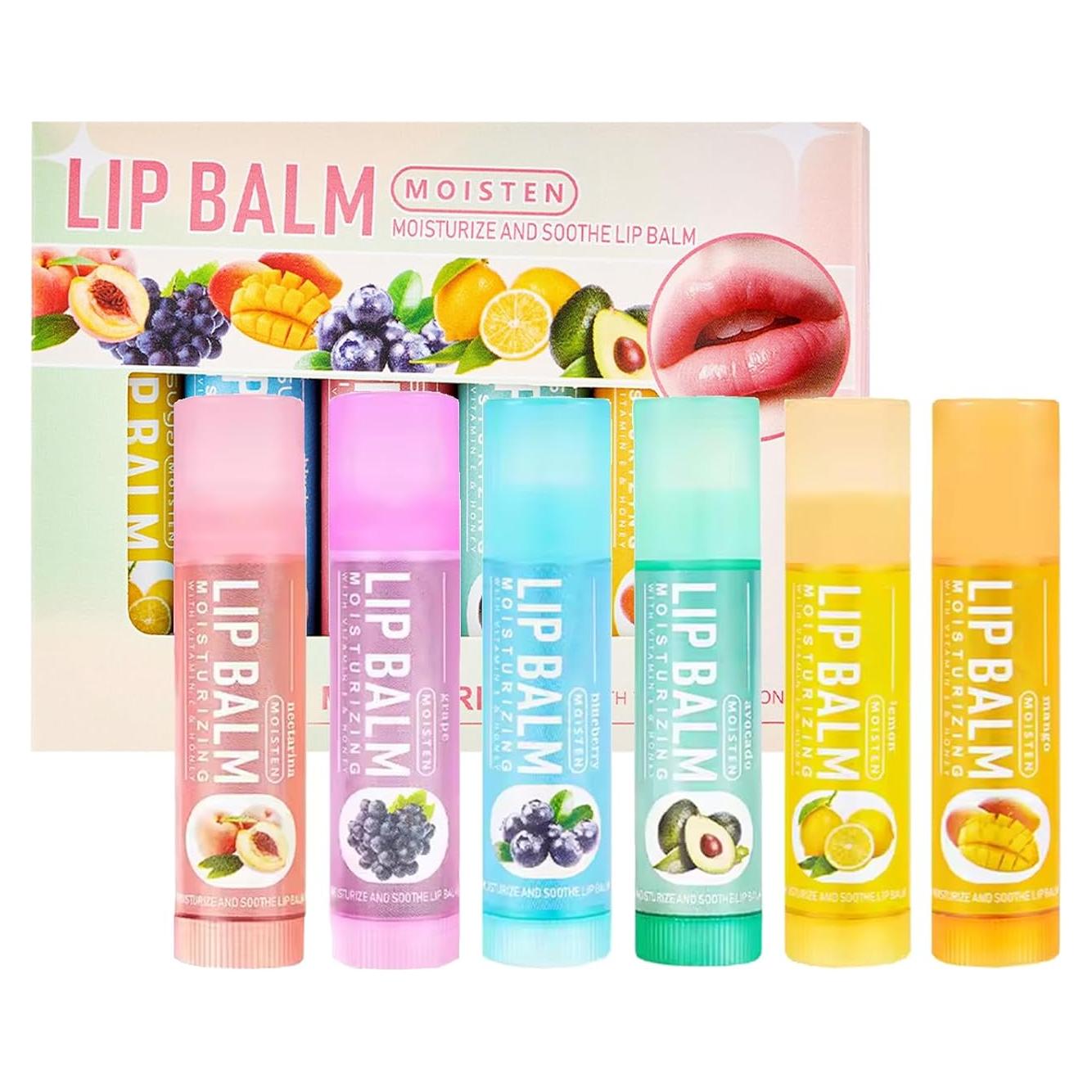Set 6 Balsamos Labiales Naturales Charm Kiss - Hidratantes Frutales