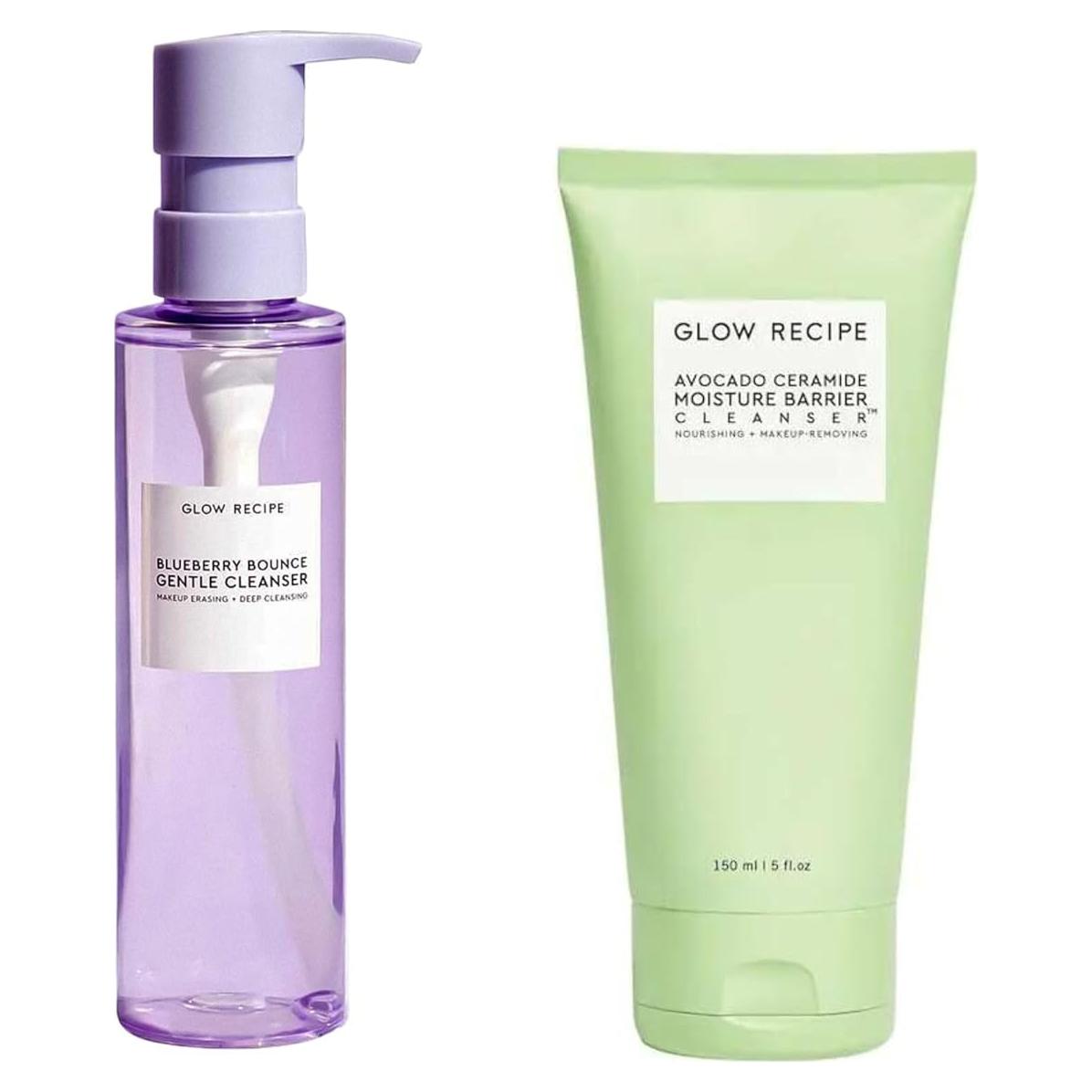 Duo de Limpieza Nutritiva Glow Recipe - Limpiador Arándano 160ml + Ceramida Aguacate 150ml