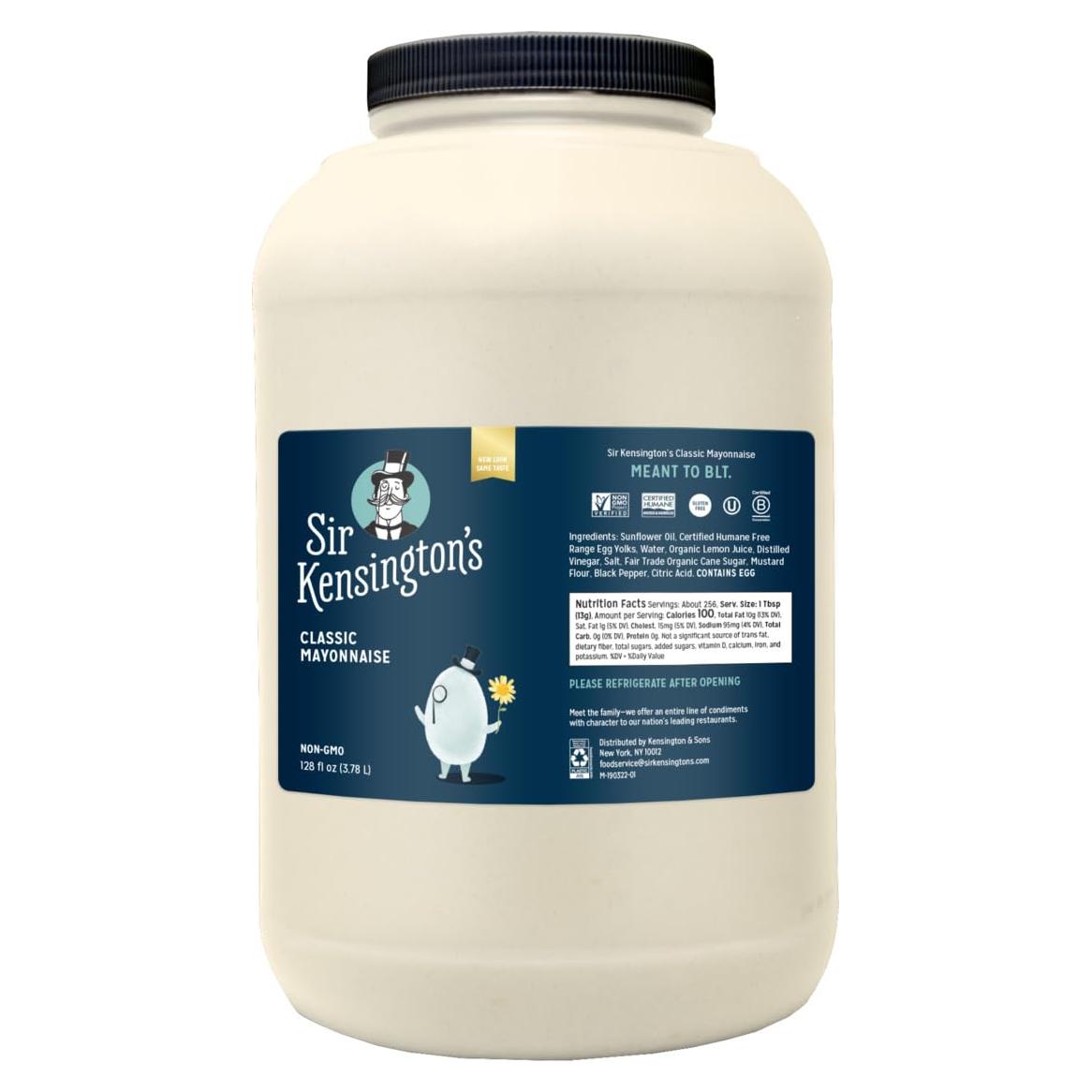 Mayonesa Clásica Sir Kensington 4 x 3.78L, Sin Gluten, No-OGM