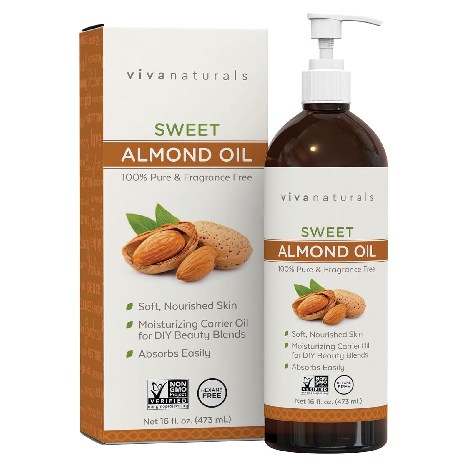 Aceite de Almendra Dulce Viva Naturals 473 ml - Hidratante Piel y Cabello