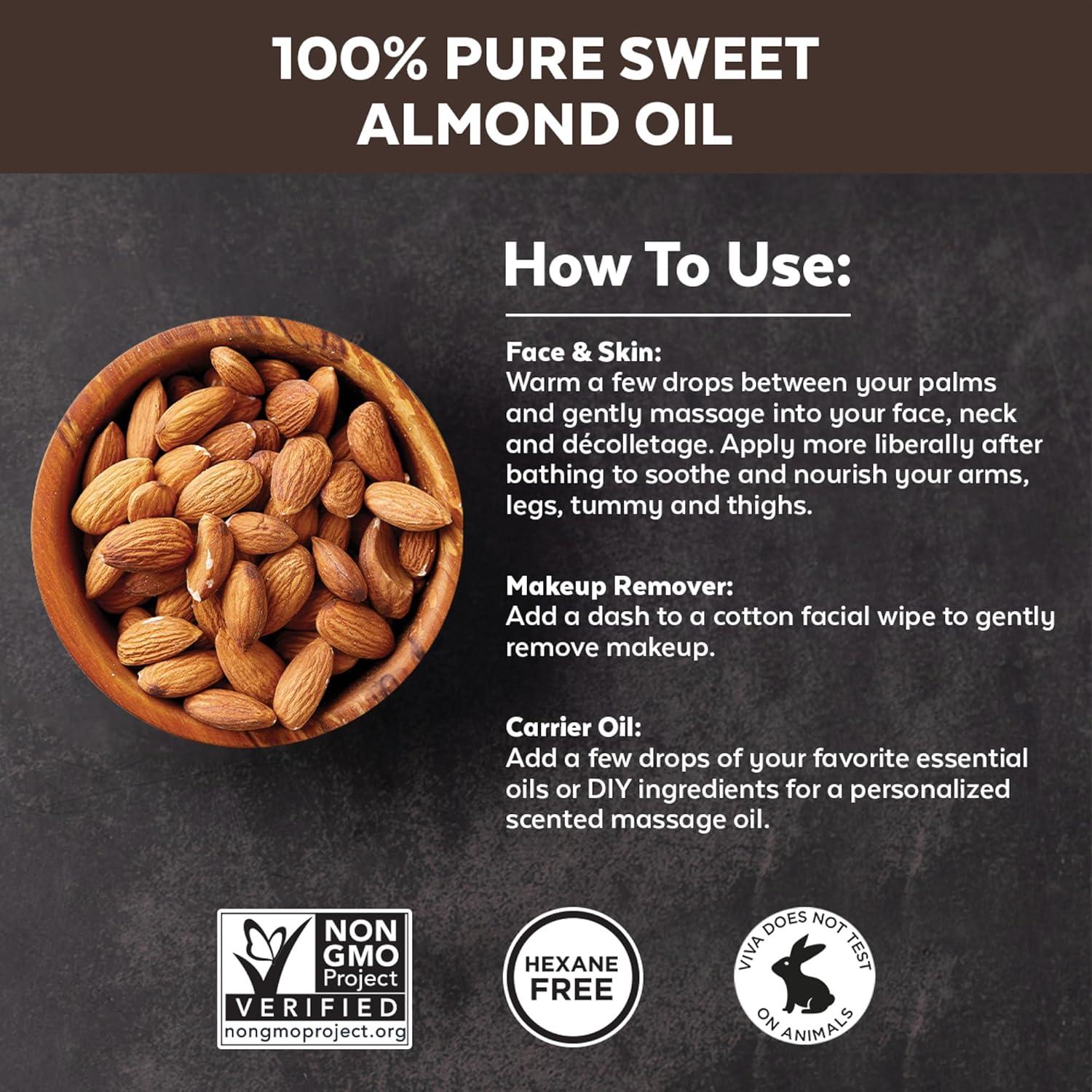 Aceite de Almendra Dulce Viva Naturals 473 ml - Hidratante Piel y Cabello