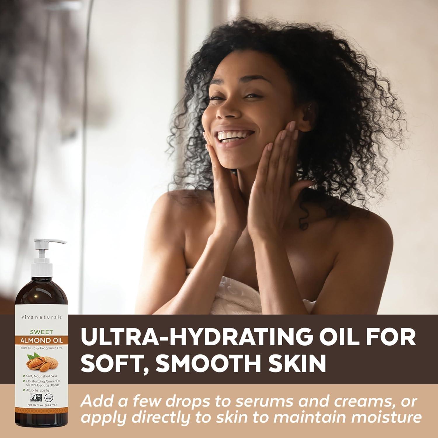 Aceite de Almendra Dulce Viva Naturals 473 ml - Hidratante Piel y Cabello