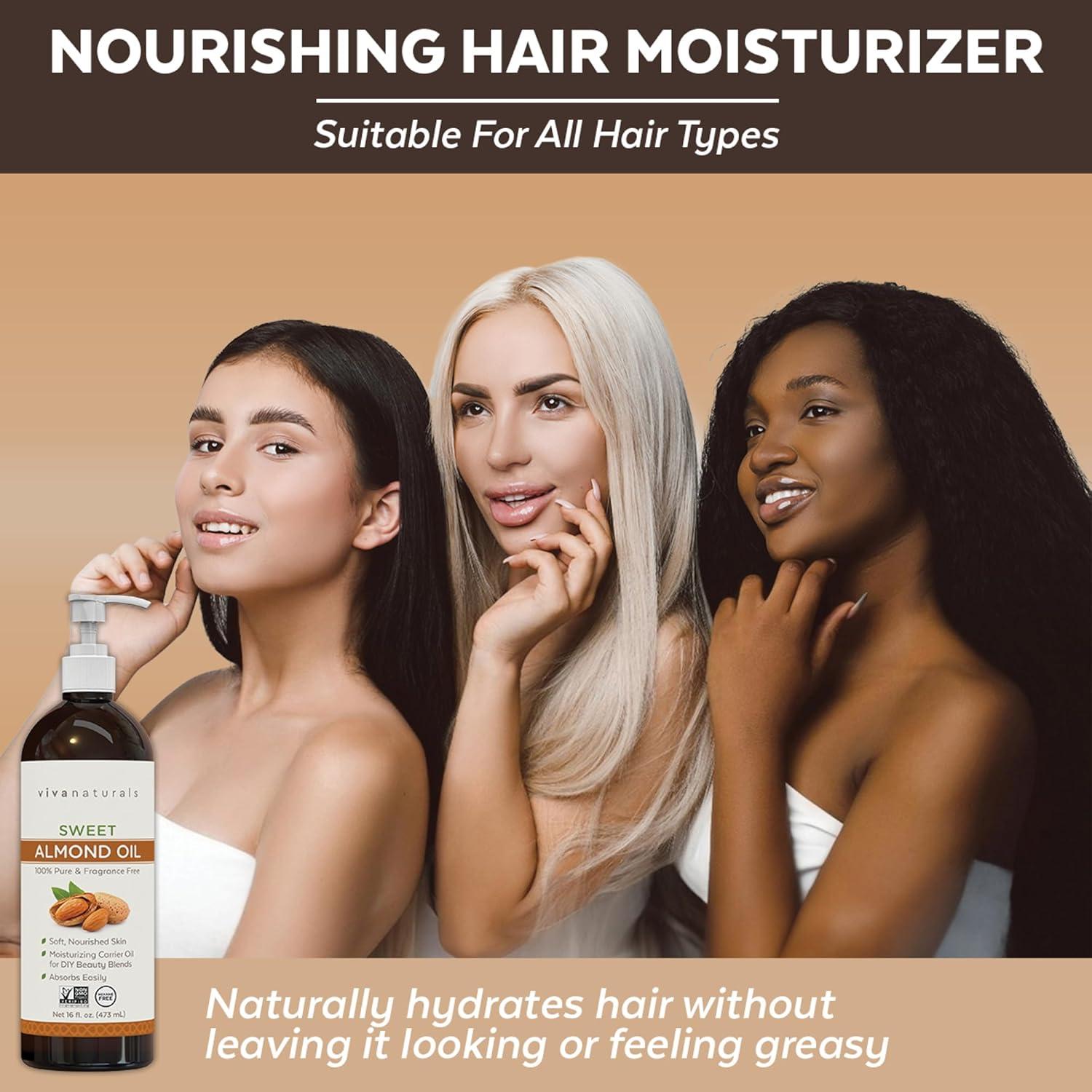 Aceite de Almendra Dulce Viva Naturals 473 ml - Hidratante Piel y Cabello