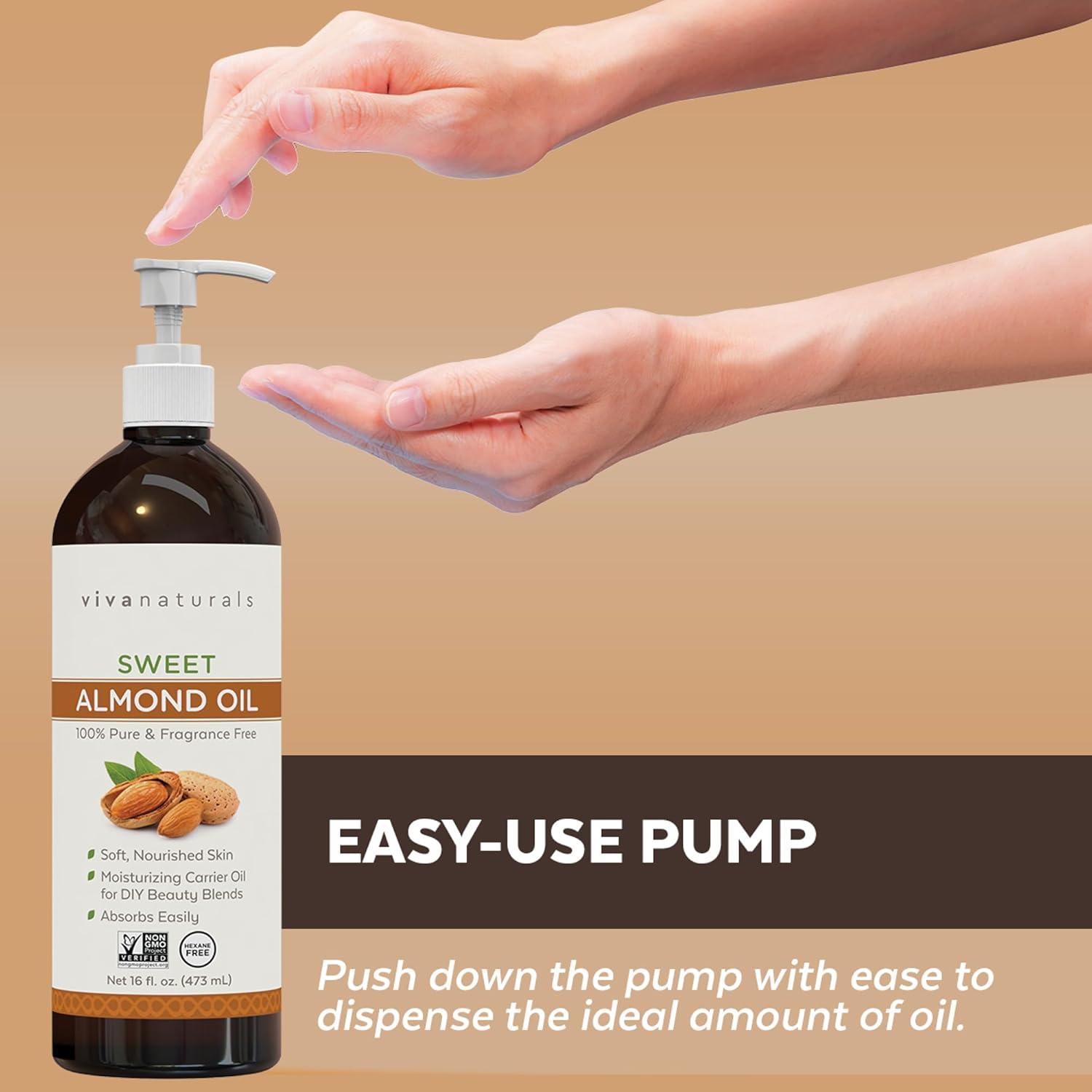 Aceite de Almendra Dulce Viva Naturals 473 ml - Hidratante Piel y Cabello