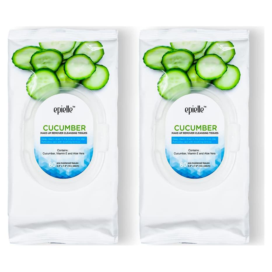 Toallitas Desmaquillantes de Pepino Epielle | 60 Unidades | Cuidado Facial
