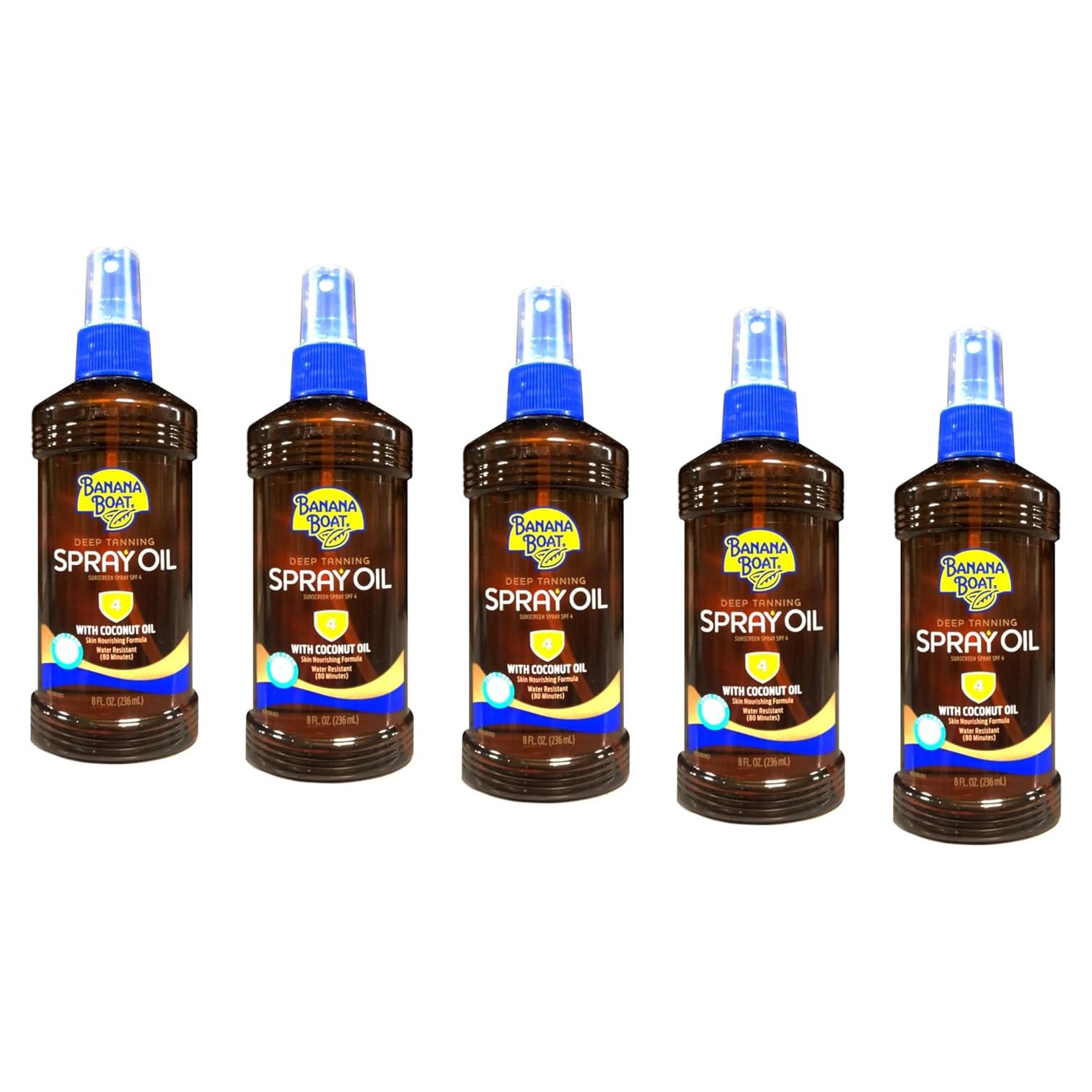 Spray Bronceador Profundo Banana Boat Aceite de Coco SPF 4 - 5 Unidades