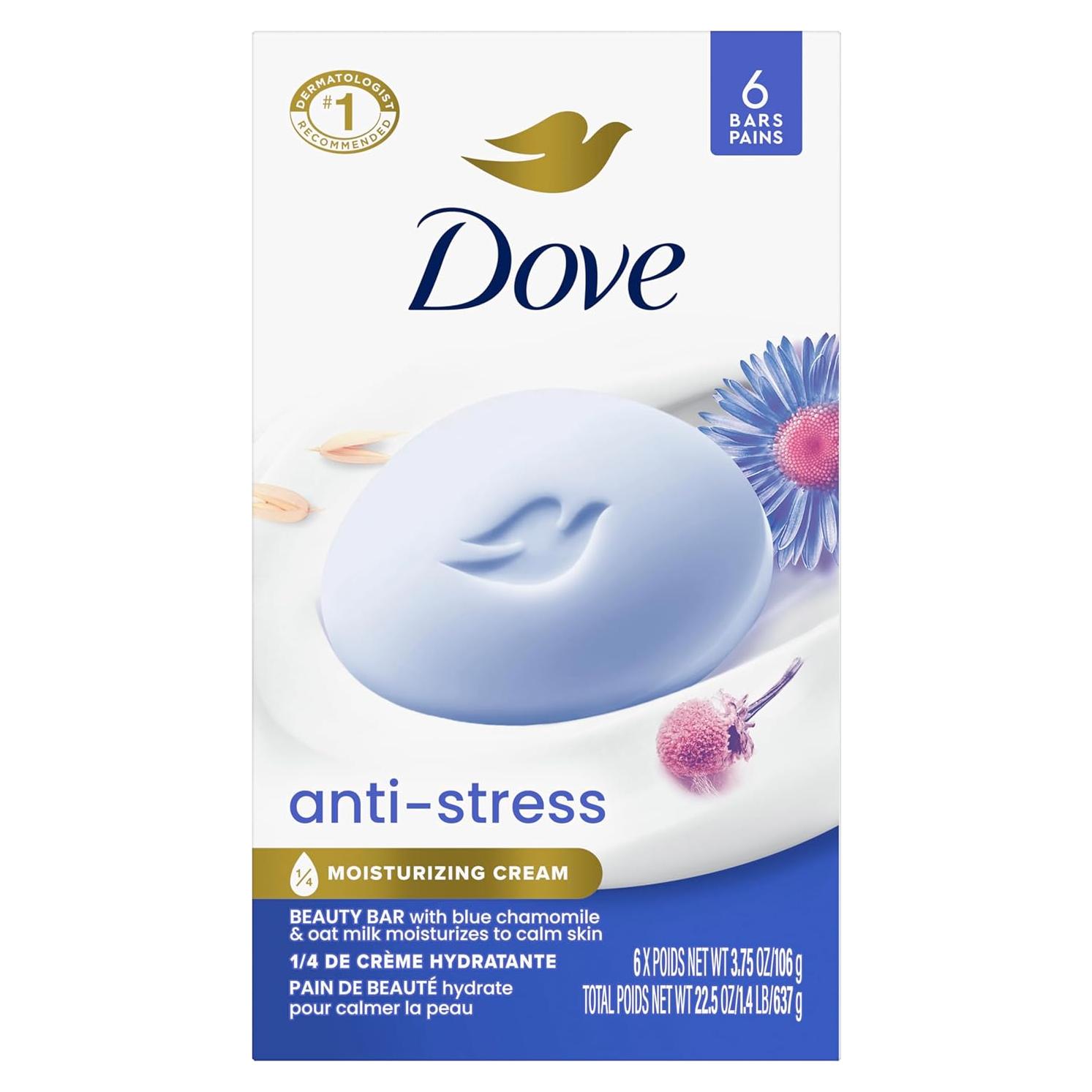 Jabón Dove Anti-Estrés 106g x 6 Manzanilla y Avena