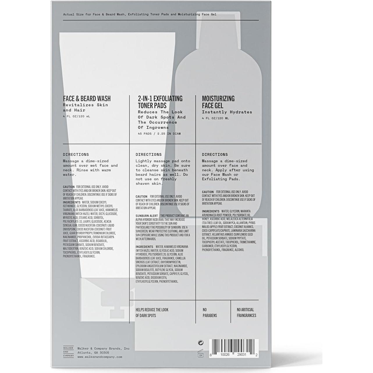 Kit de Cuidado de Piel Facial Bevel para Hombres - Limpiador, Exfoliantes y Hidratante