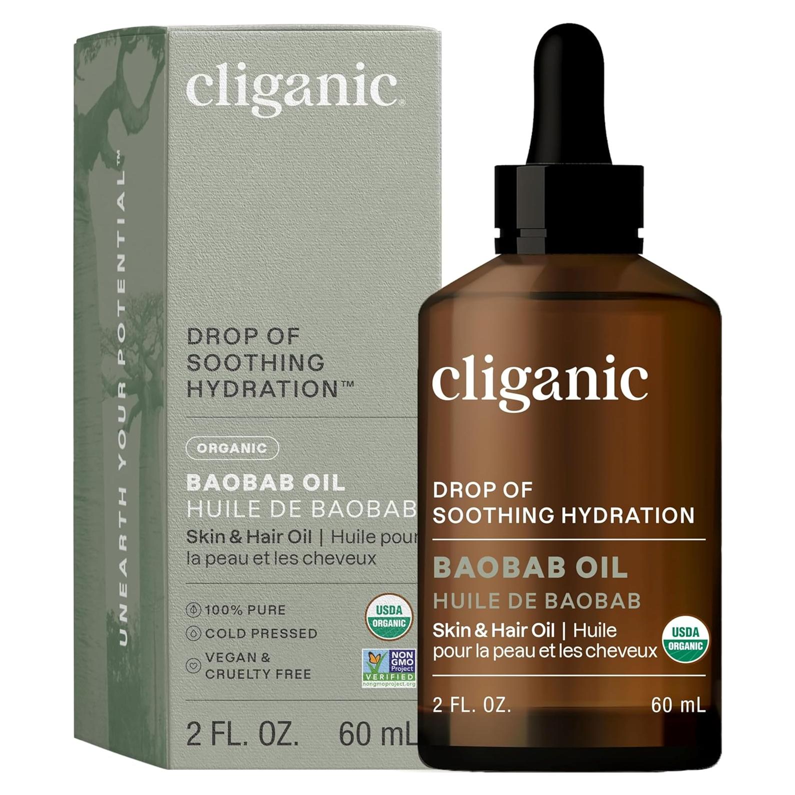 Aceite de Baobab Orgánico Cliganic 59 ml - 100% Puro para Piel y Cabello