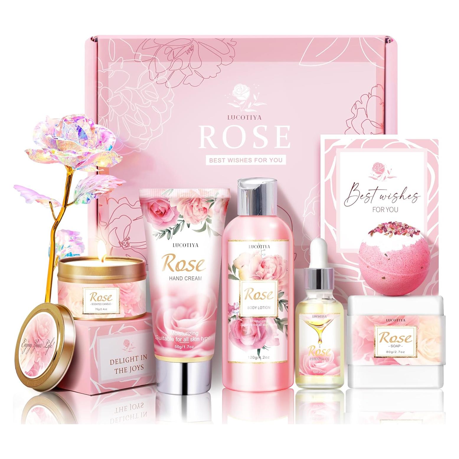Canasta de Spa Rosa LUCOTIYA - Regalos de Cuidado Personal