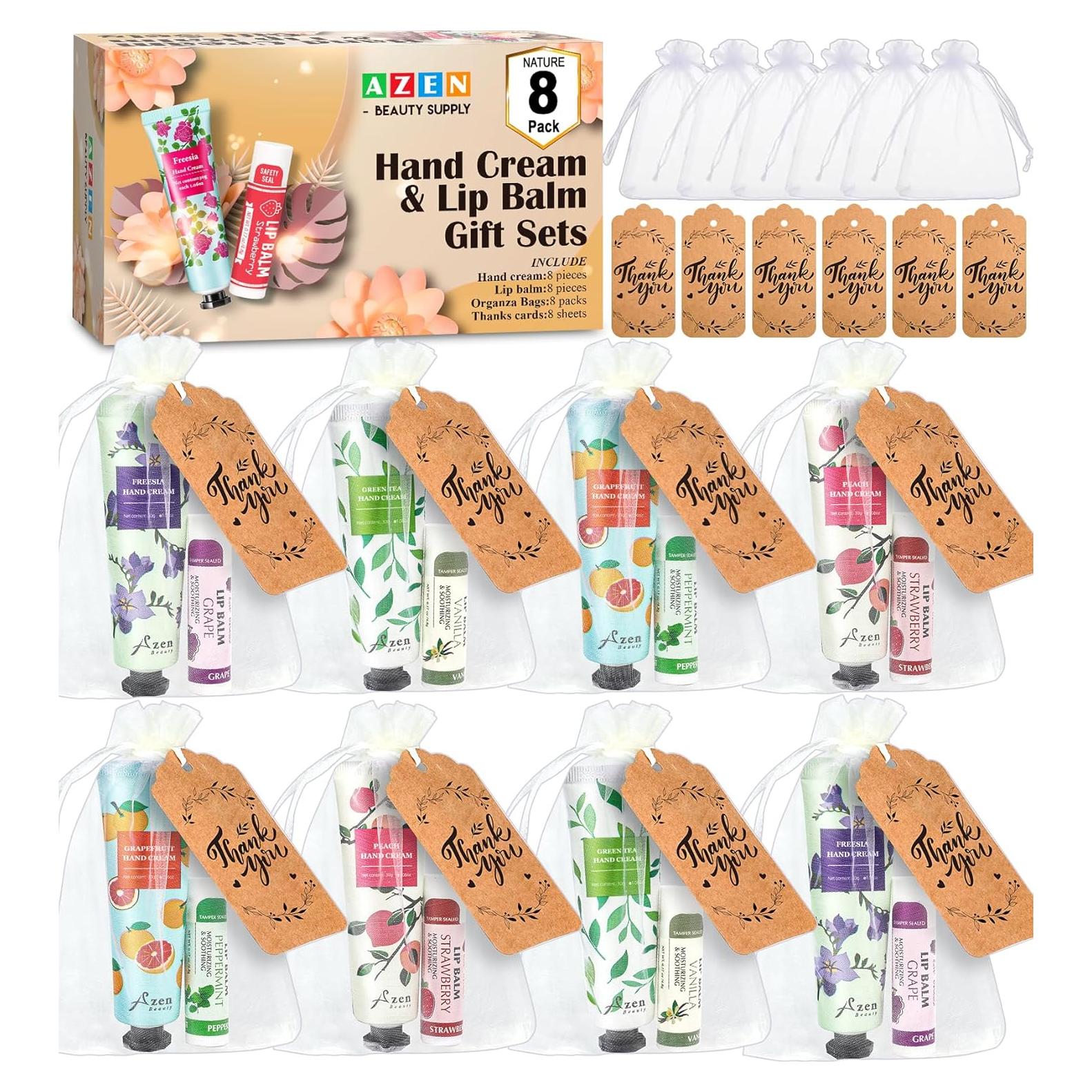 Set de Regalos AZEN 8 Juegos Crema de Manos y Bálsamo Labial