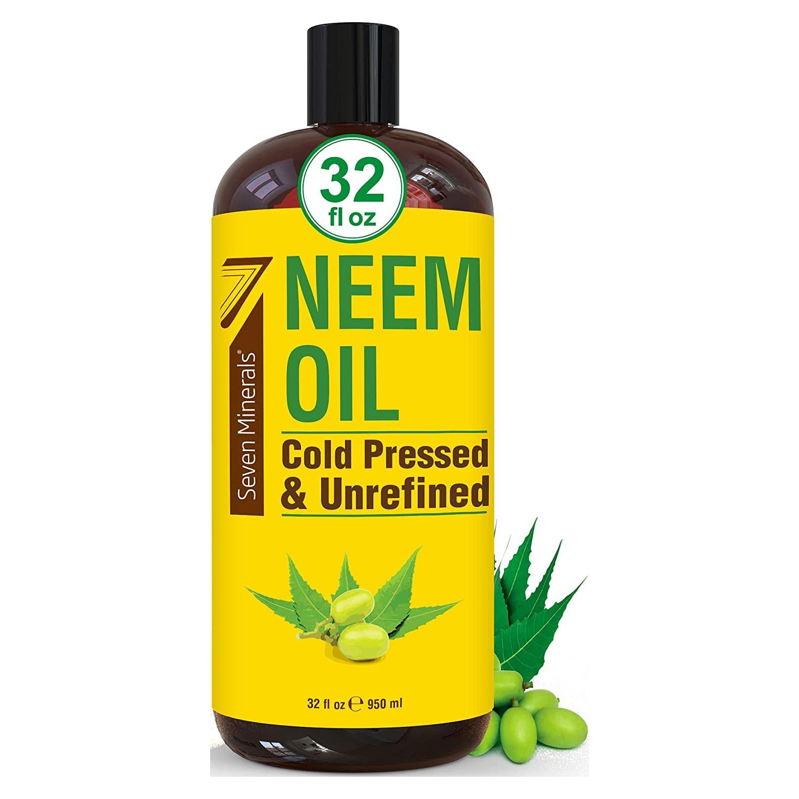 Aceite de Neem Puro Seven Minerals 946 ml - Sin OGM, Prensado en Frío