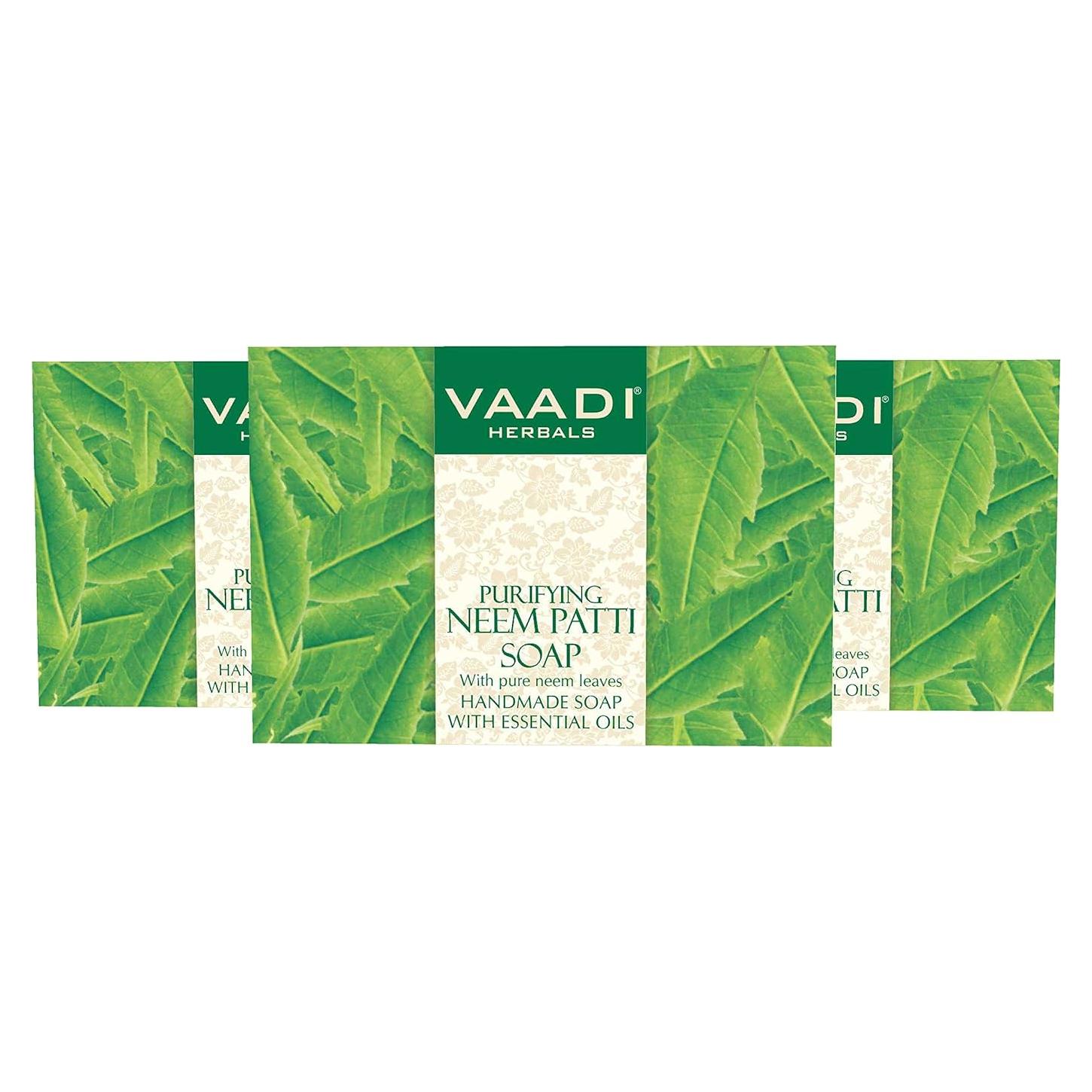 Jabón de Neem Vaadi Herbals 75g - Paquete de 3, 100% Natural