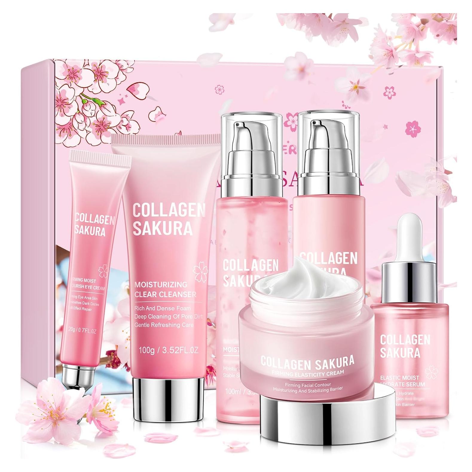 Set de Cuidado de la Piel Collagen Sakura 6 Piezas Hidratante