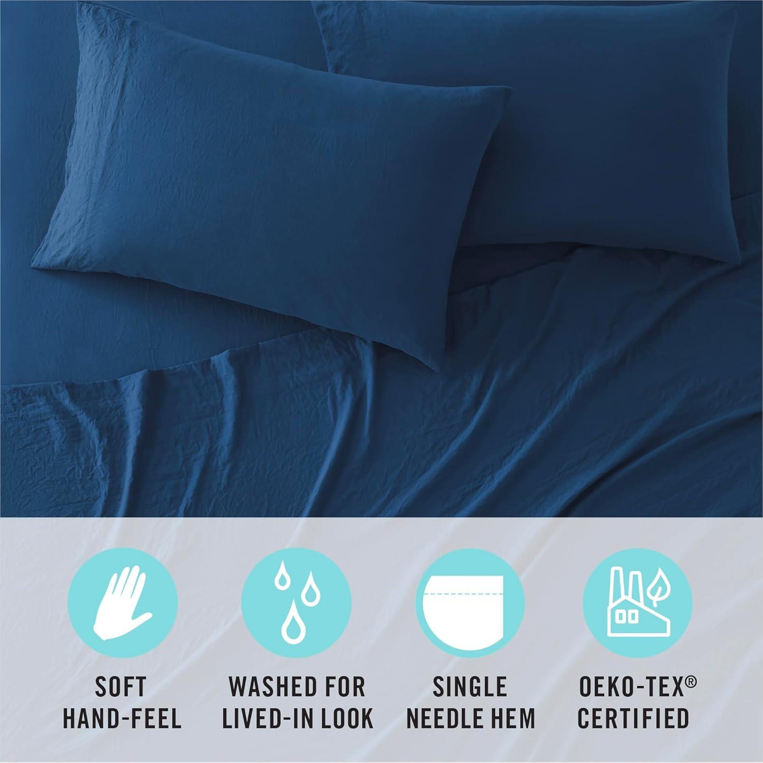 Juego de Sábanas de Microfibra Completo Martha Stewart Marino