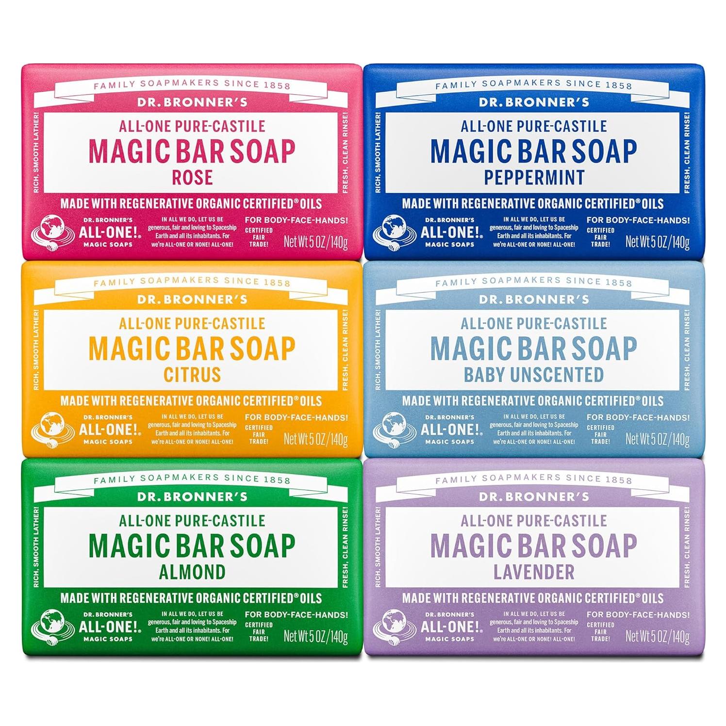 Jabón de Barra Mágico Dr. Bronner 5 Variedades 140g Vegano